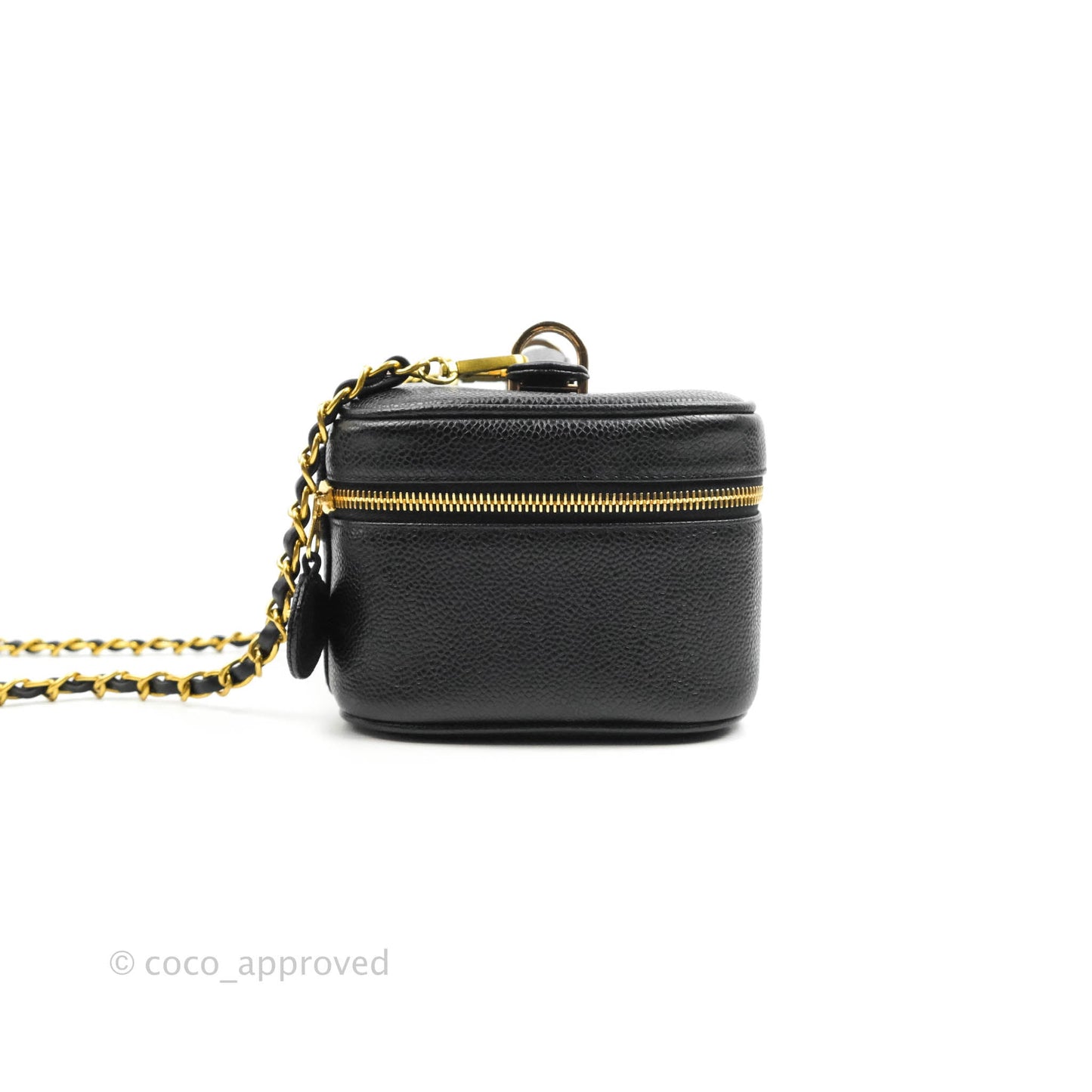 Chanel Vintage Vanity Case Black Caviar Gold Hardware