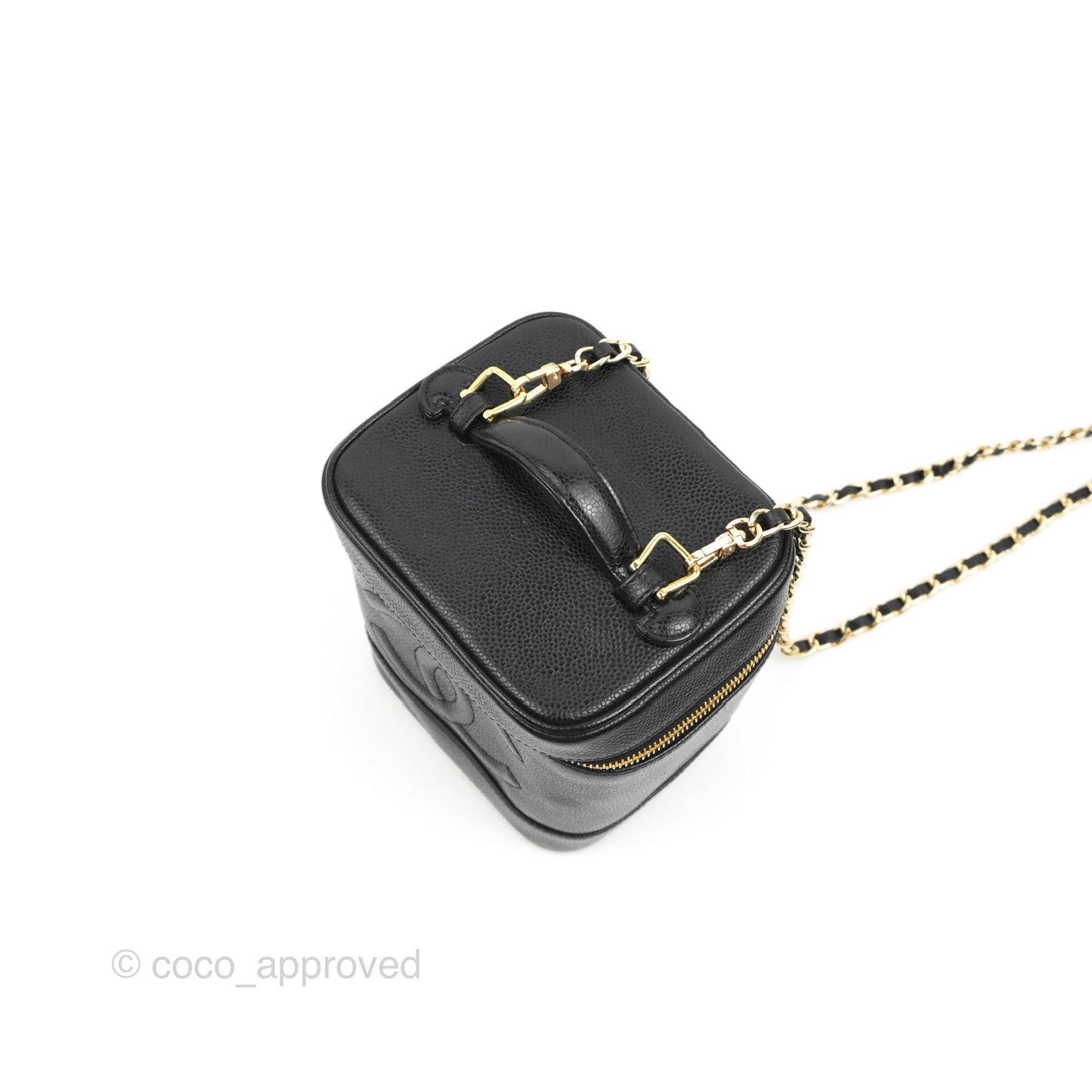 Chanel Vintage Vanity Case Black Caviar Gold Hardware