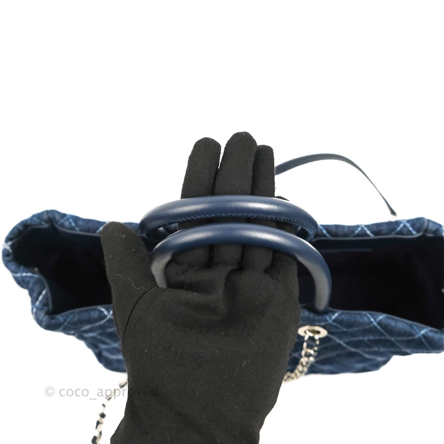 Chanel Quilted Medium Coco Handle Shopping Tote Denim Silver Hardware