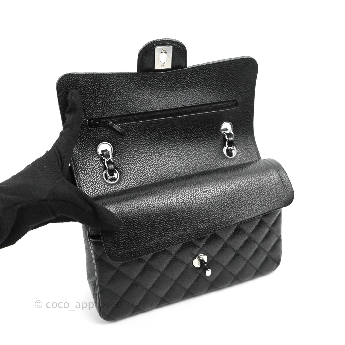 Chanel Small Classic Quilted Flap Black Caviar Silver Hardware