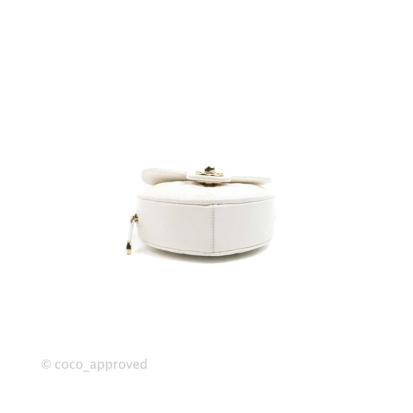 Chanel Small Heart Bag White Lambskin Gold Hardware 22S