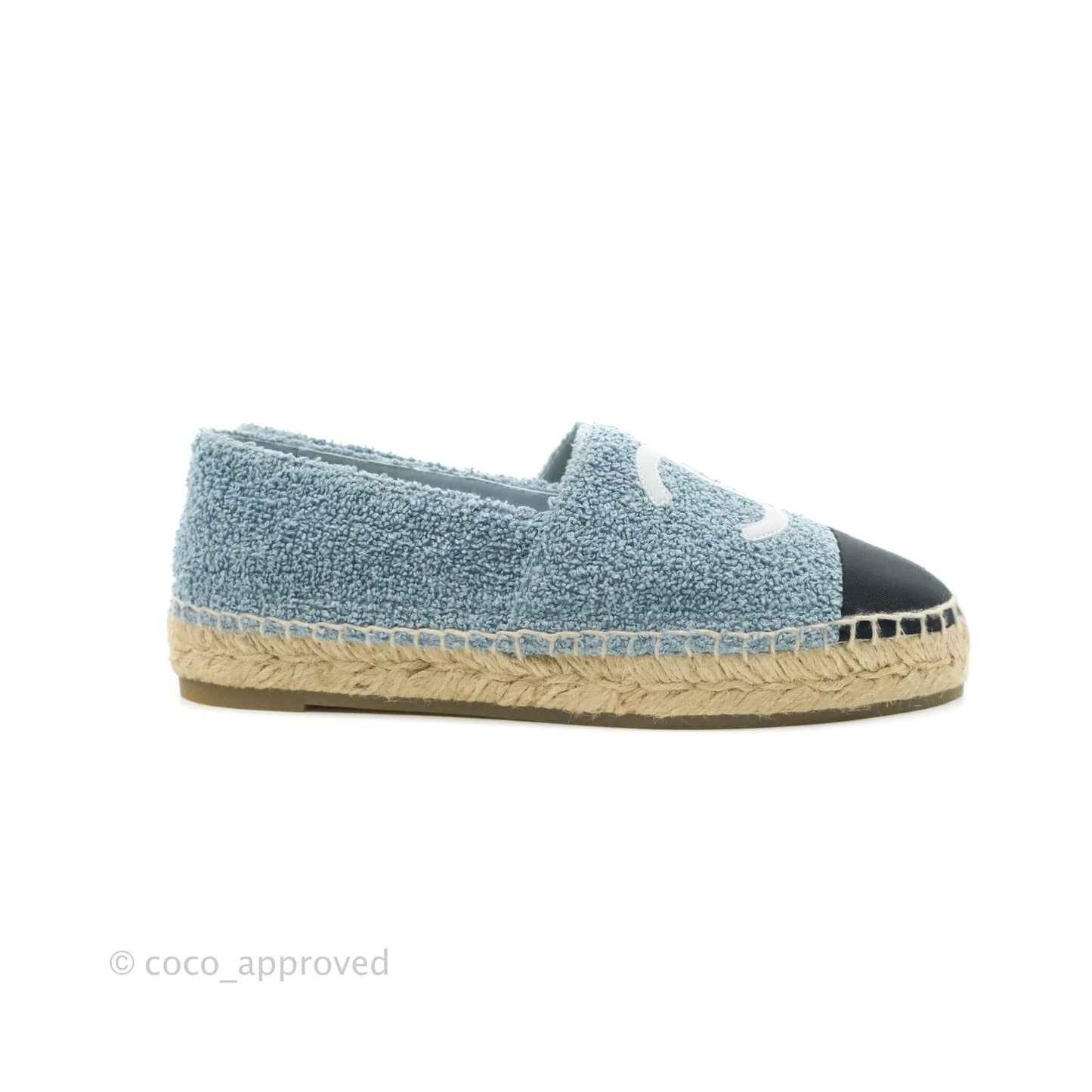 Chanel Espadrille Blue Grey Fabric Size 38C