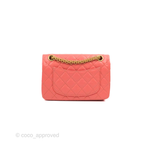 Chanel Mini Reissue 224 Pink Aged Calfskin Aged Gold Hardware