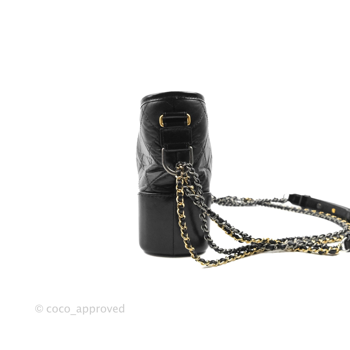 Chanel Medium Gabrielle Hobo with Logo Handle Black Aged Calfskin