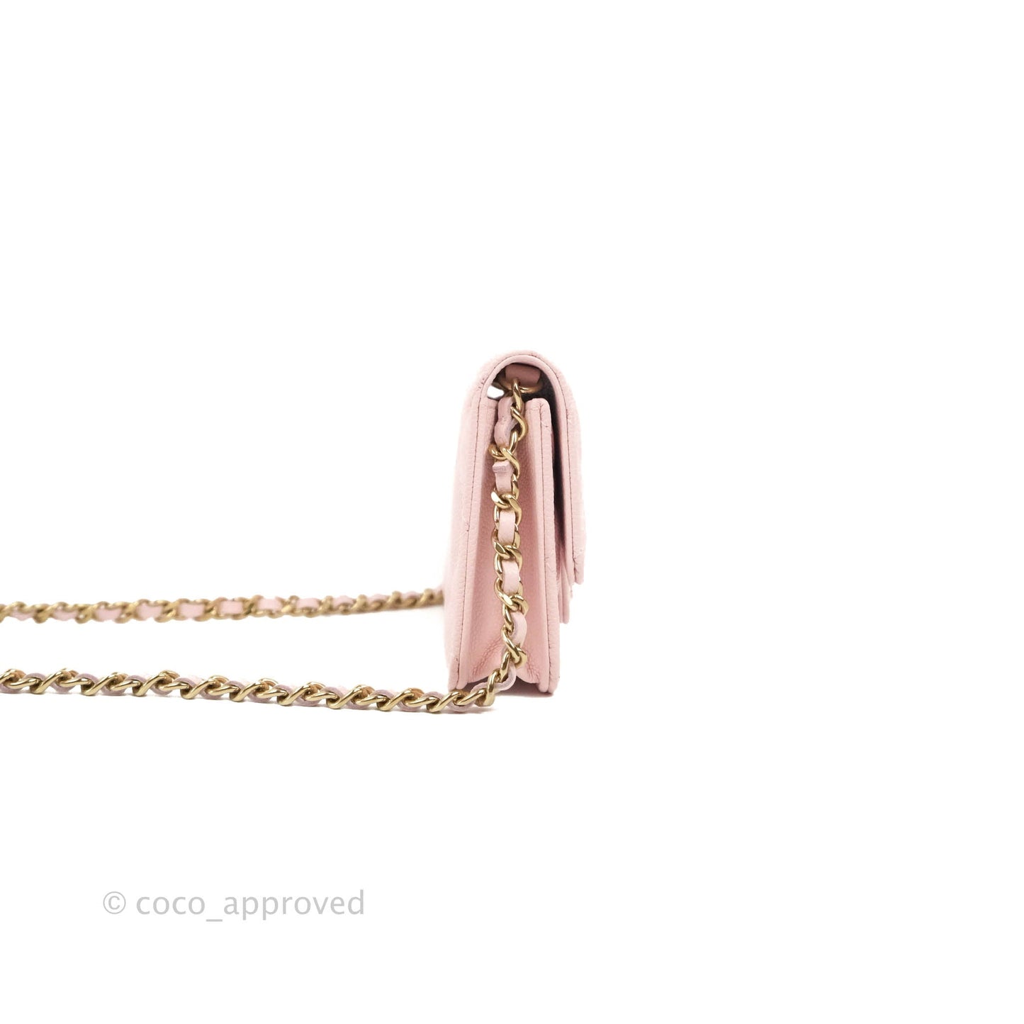 Chanel Mini Wallet With Chain Light Pink Caviar Gold Hardware