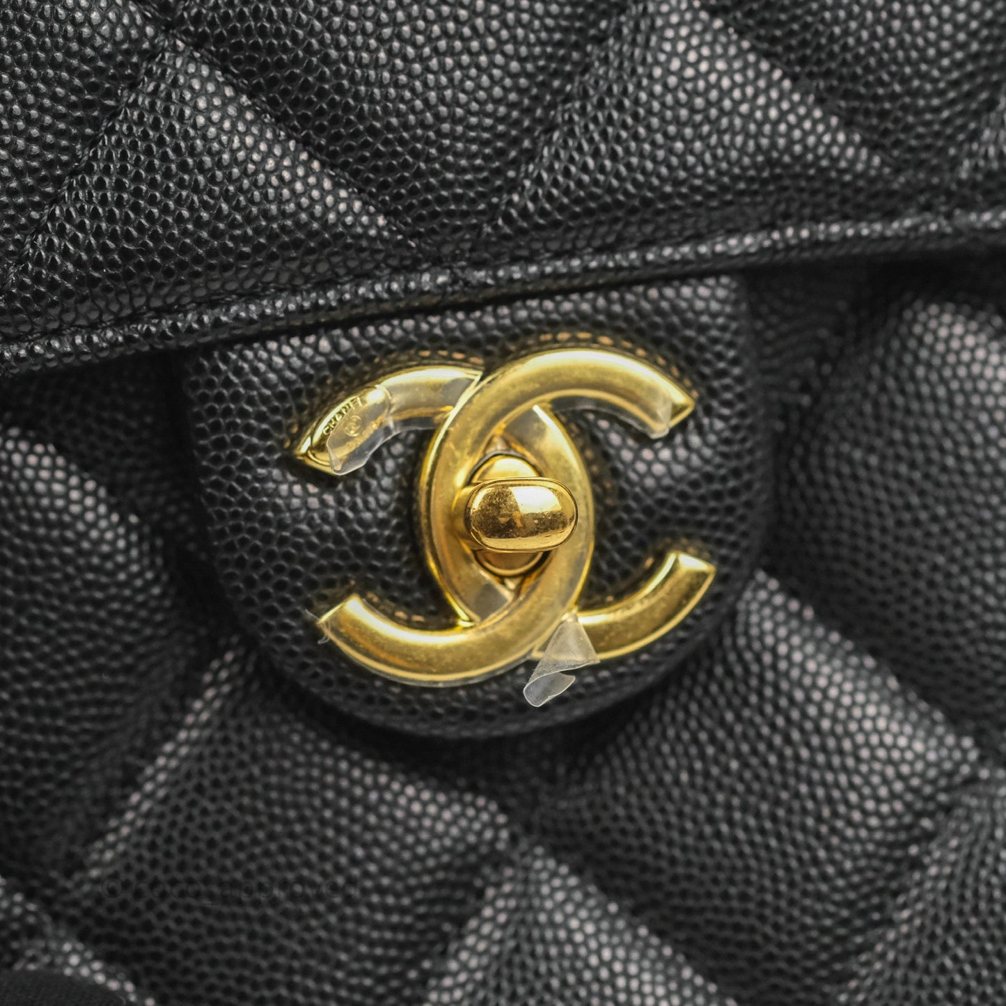 Chanel Small Vanity Flap Bag With Handle Black Caviar Gold Hardware 23C