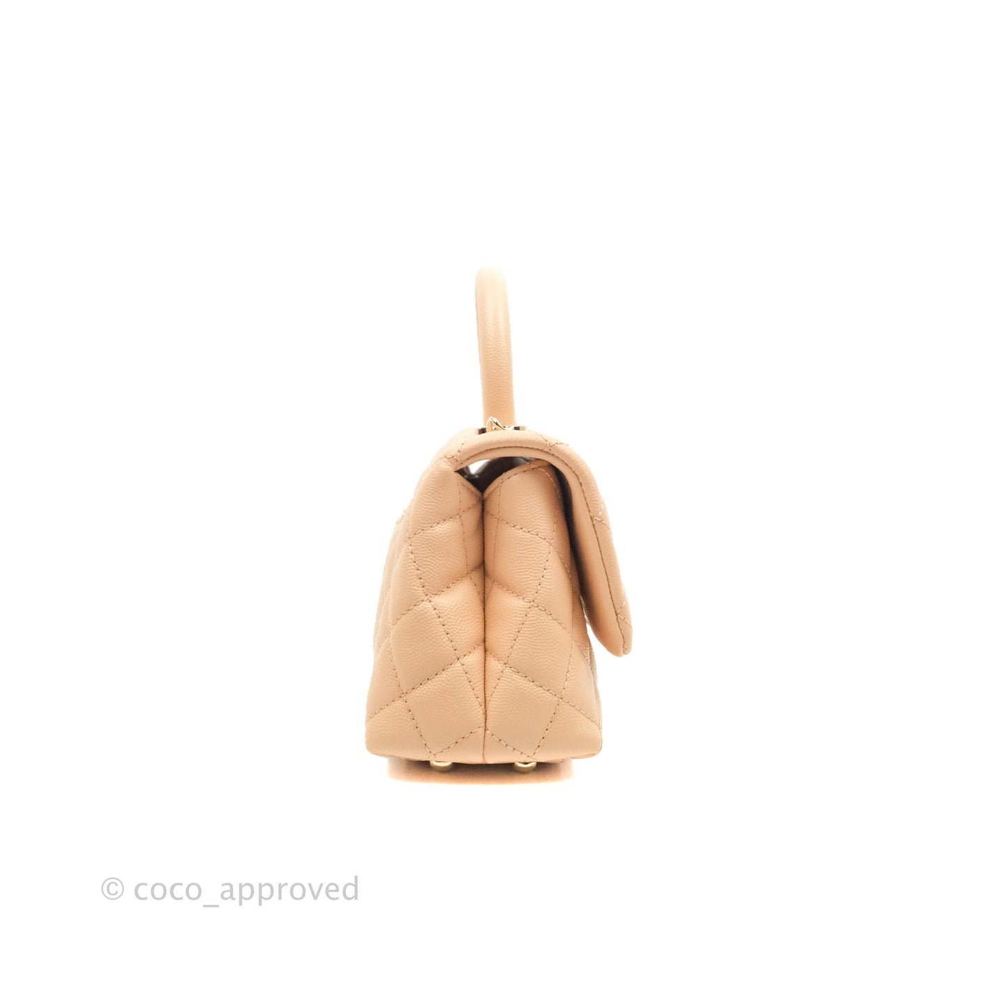 Chanel Mini Coco Handle Quilted Light Beige Pink Caviar Gold Hardware