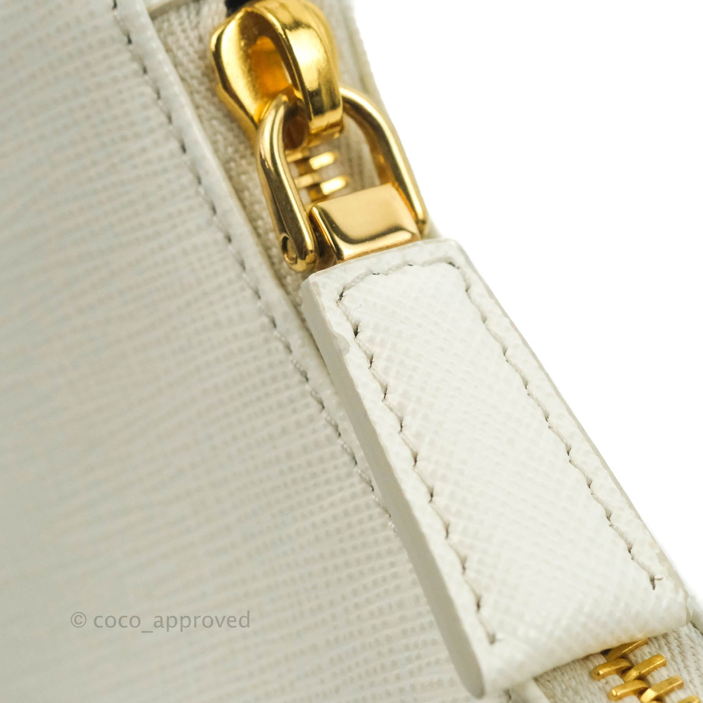 Prada Saffiano Leather Mini Bag White Gold Hardware