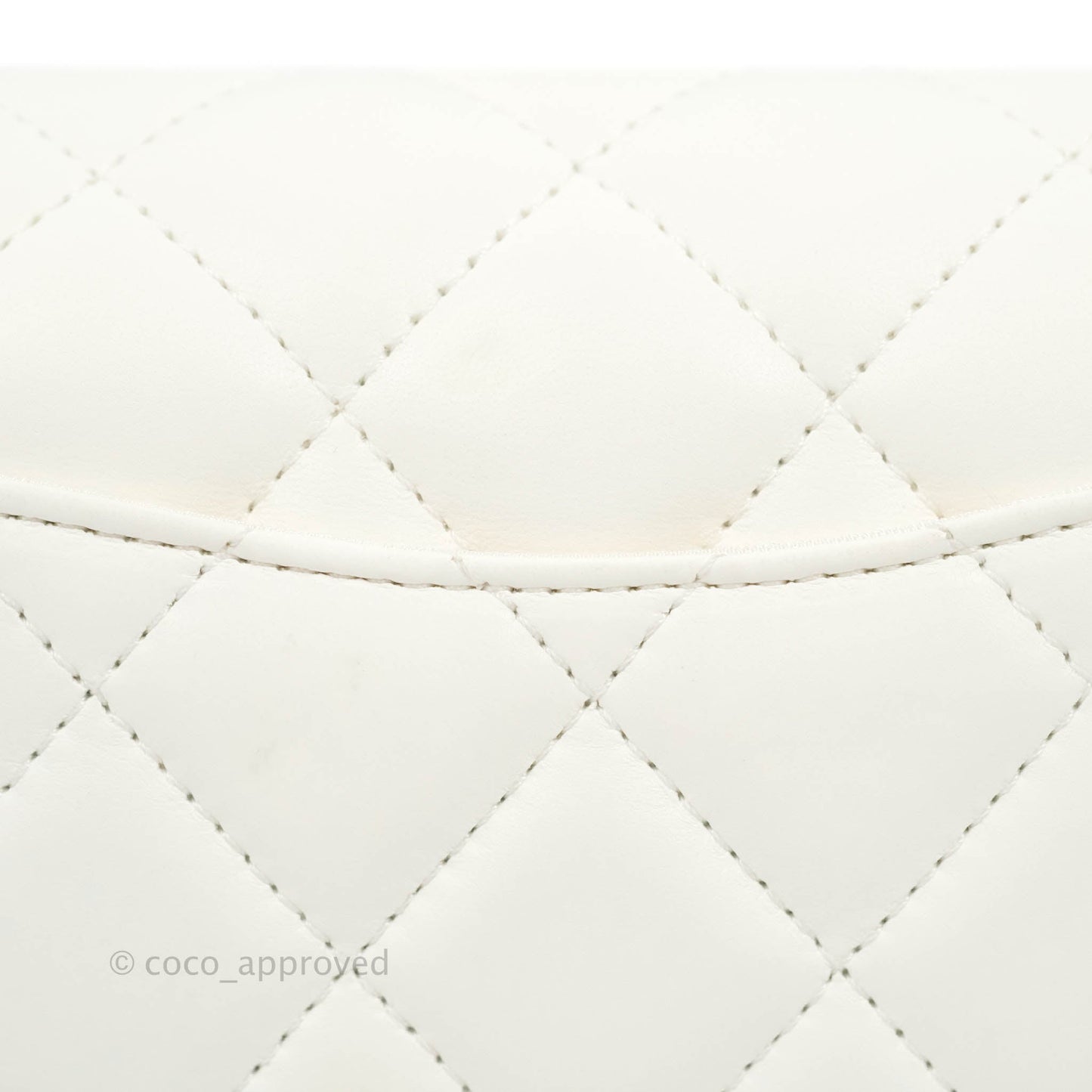Chanel Small Logo Pearl Chain Flap Bag White Lambskin Gold Hardware