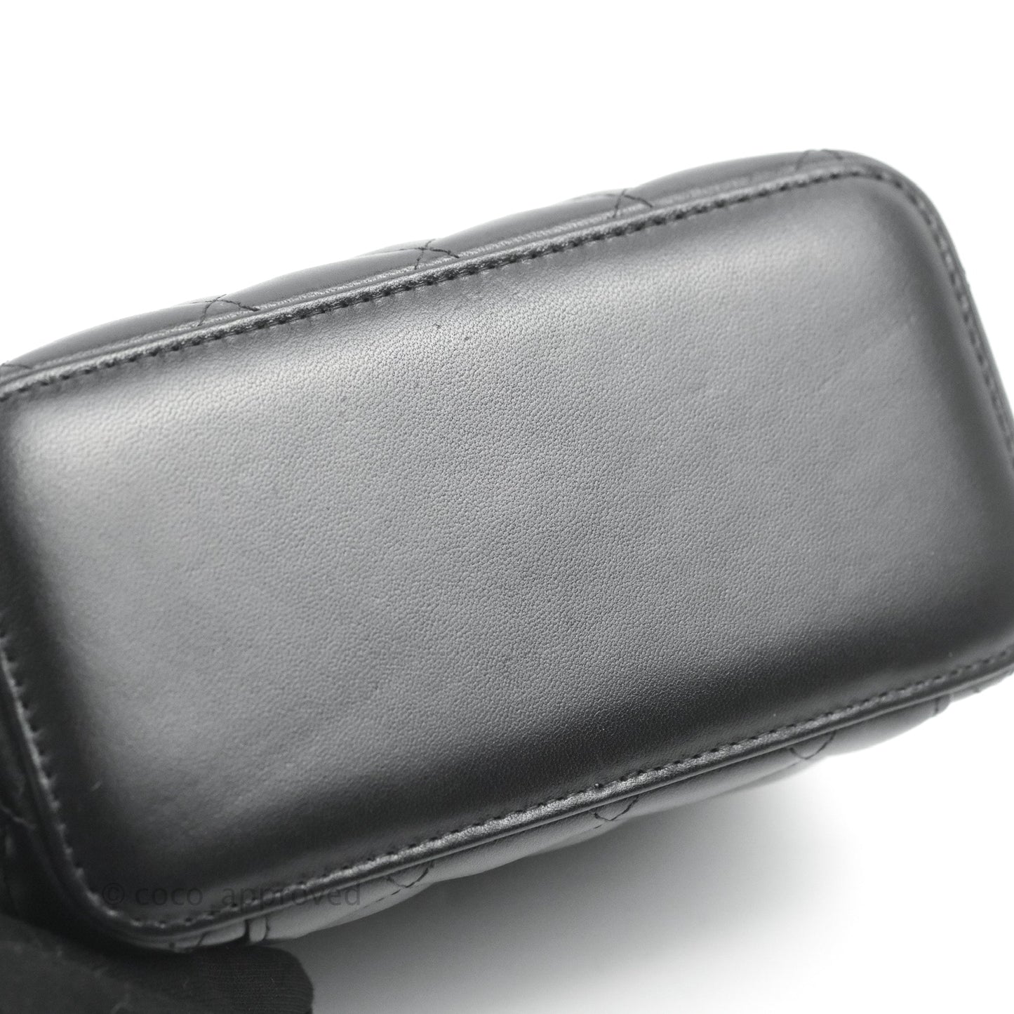 Chanel Vanity Rectangular Top Handle Black Lambskin Gold Hardware