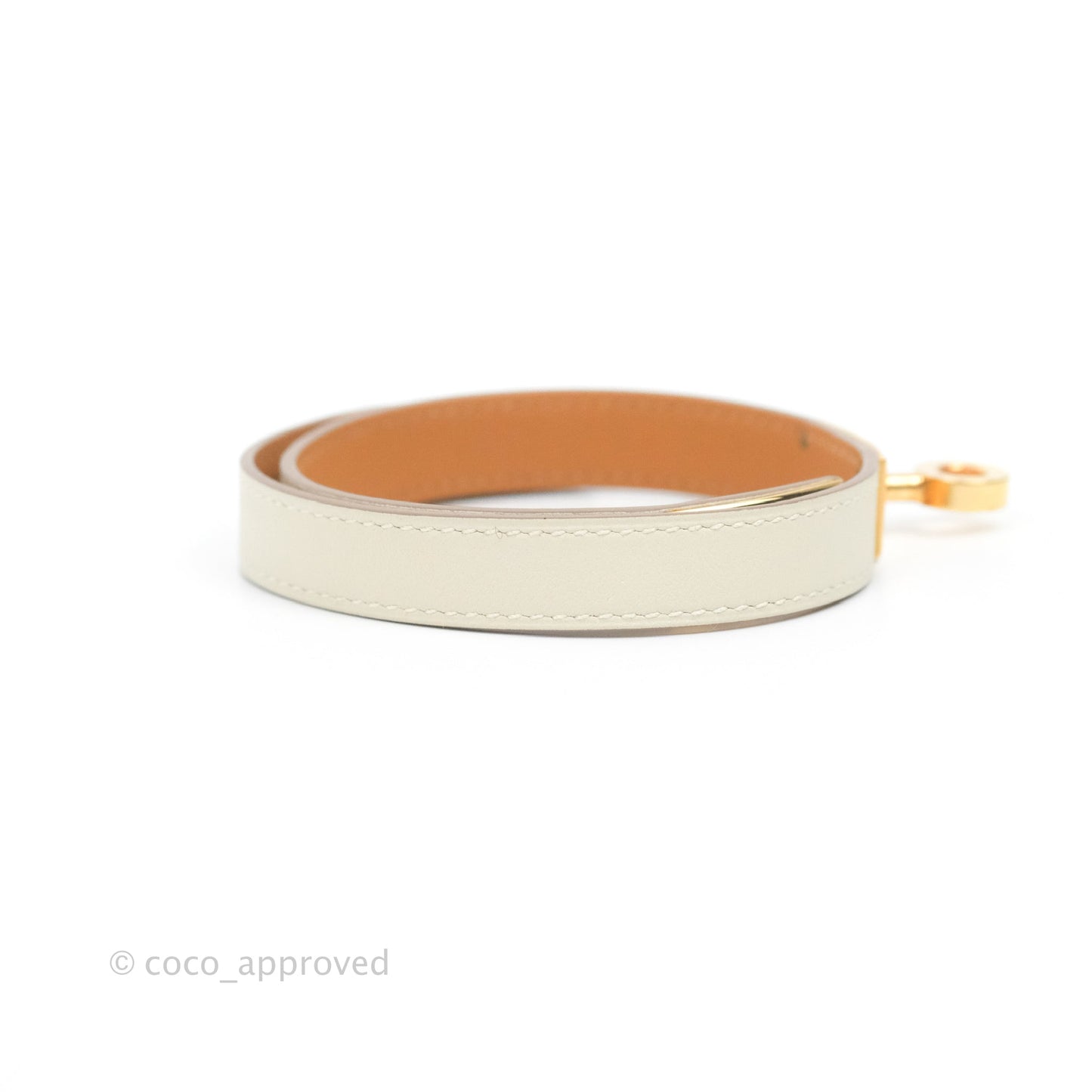 Hermès Kelly Double Tour Bracelet Craie Swift Rose Gold Hardware
