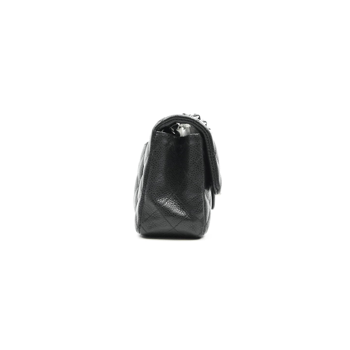 Chanel Quilted Mini Rectangular Flap Black Caviar Silver Hardware 18S
