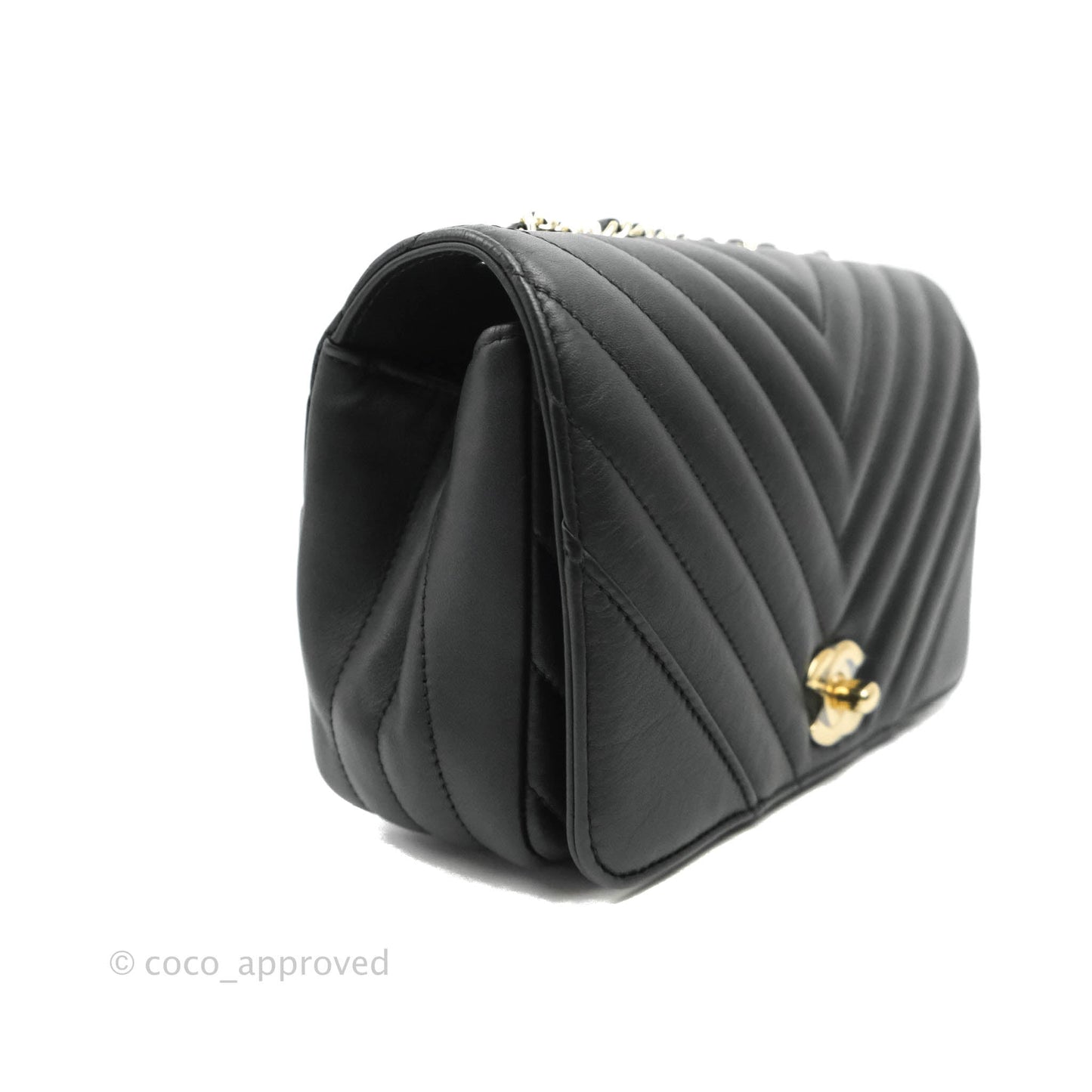 Chanel Small Statement Chevron Flap Bag Black Gold Hardware