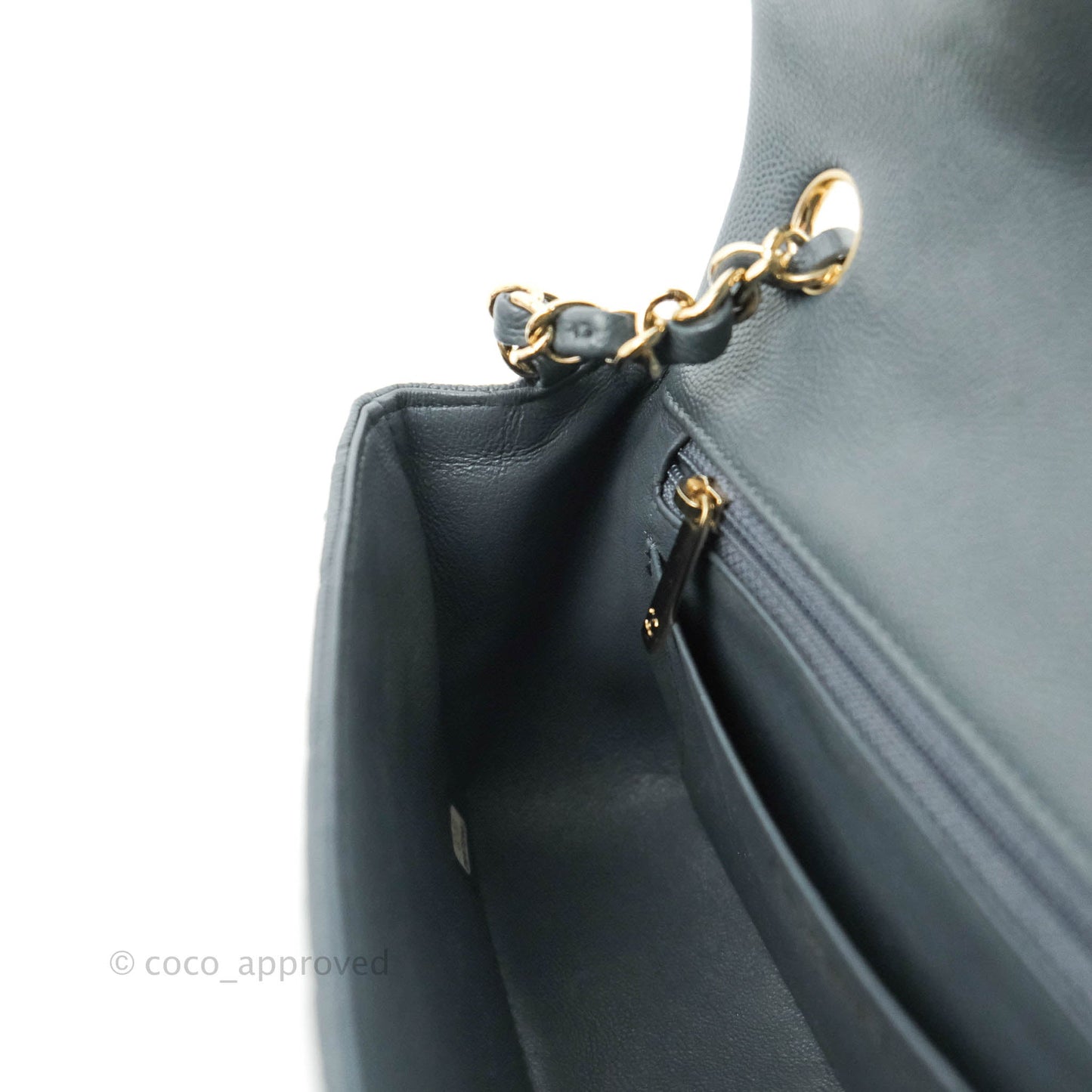 Chanel Quilted Mini Rectangular Flap Grey Caviar Gold Hardware 18B