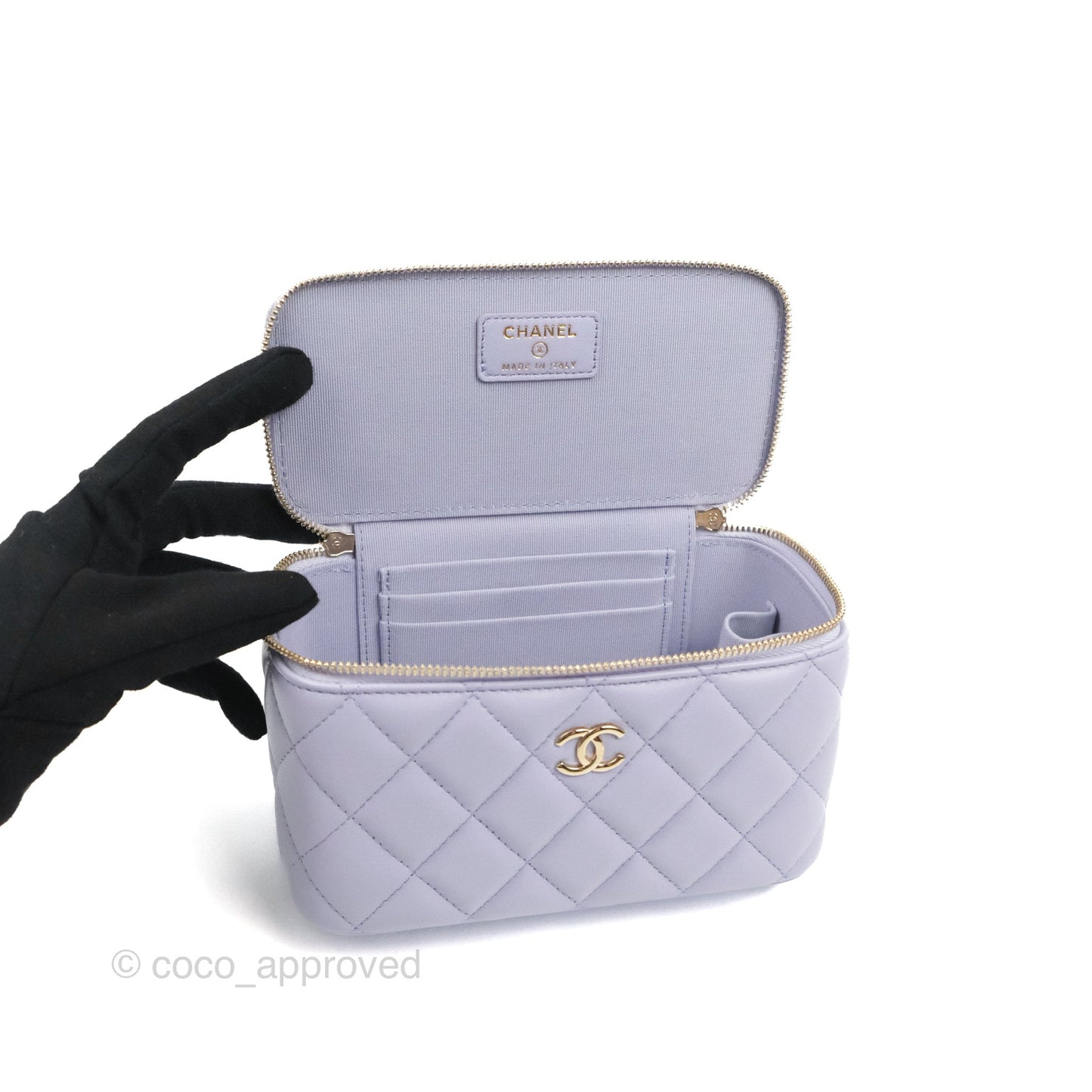 Chanel Vanity Rectangular Top Handle Lilac Lambskin Gold Hardware