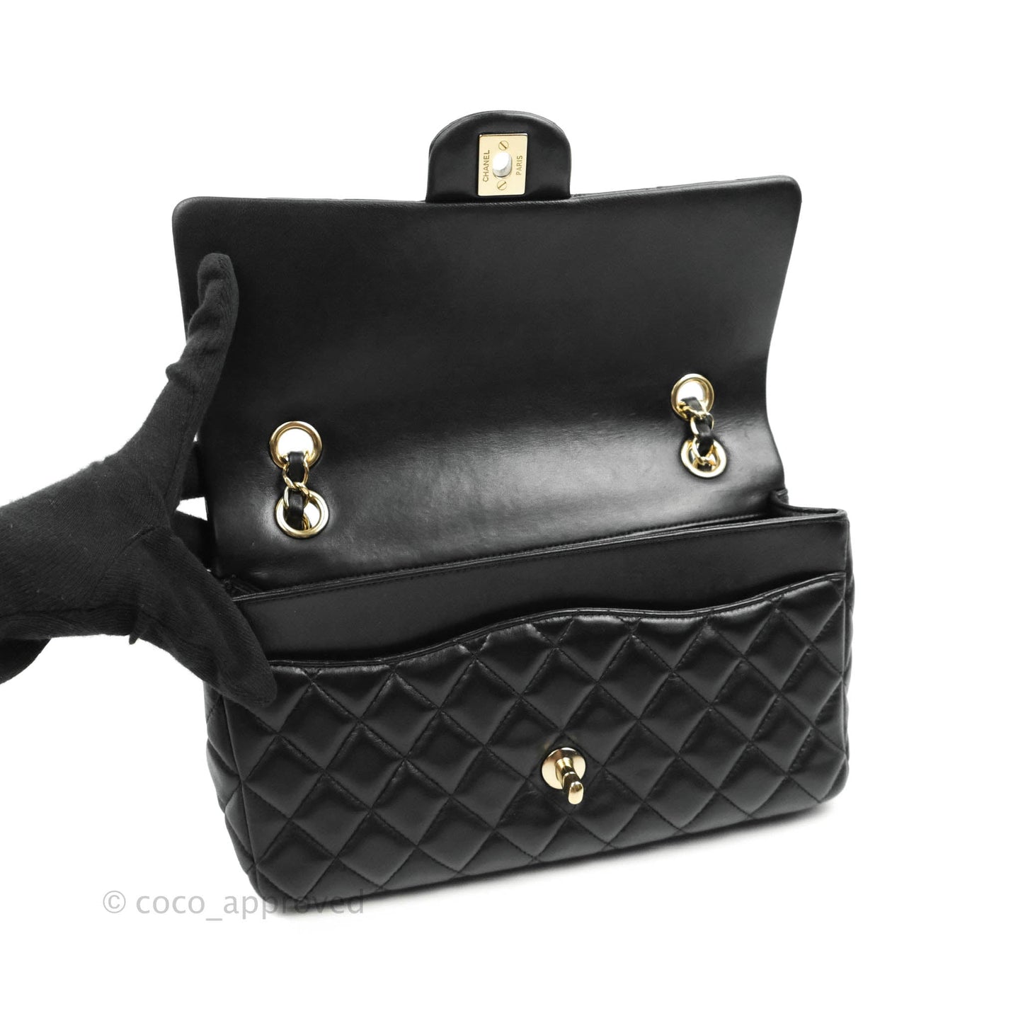 Chanel M/L Medium Flap Bag Valentine Limited Edition Black Lambskin Gold Hardware