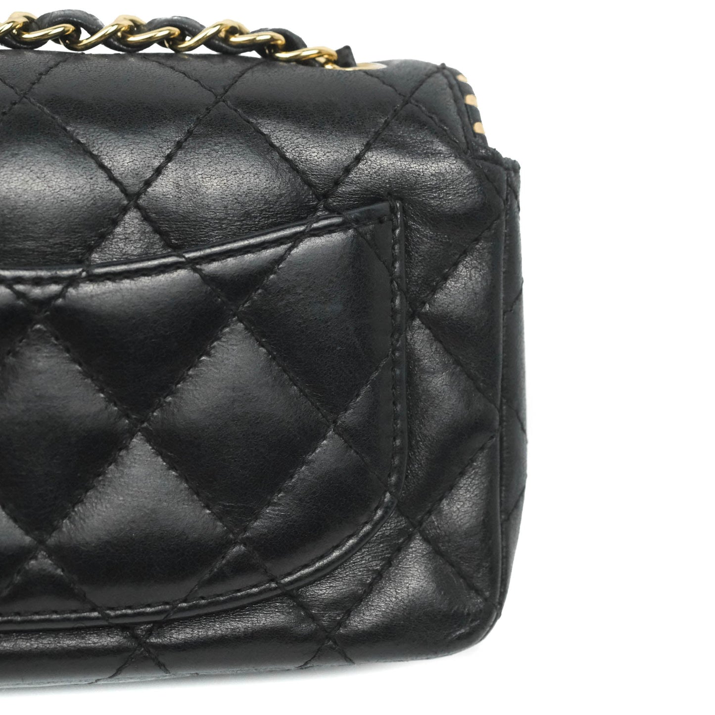 Chanel Vintage Mini Rectangular Black Calfskin 24K Gold Hardware