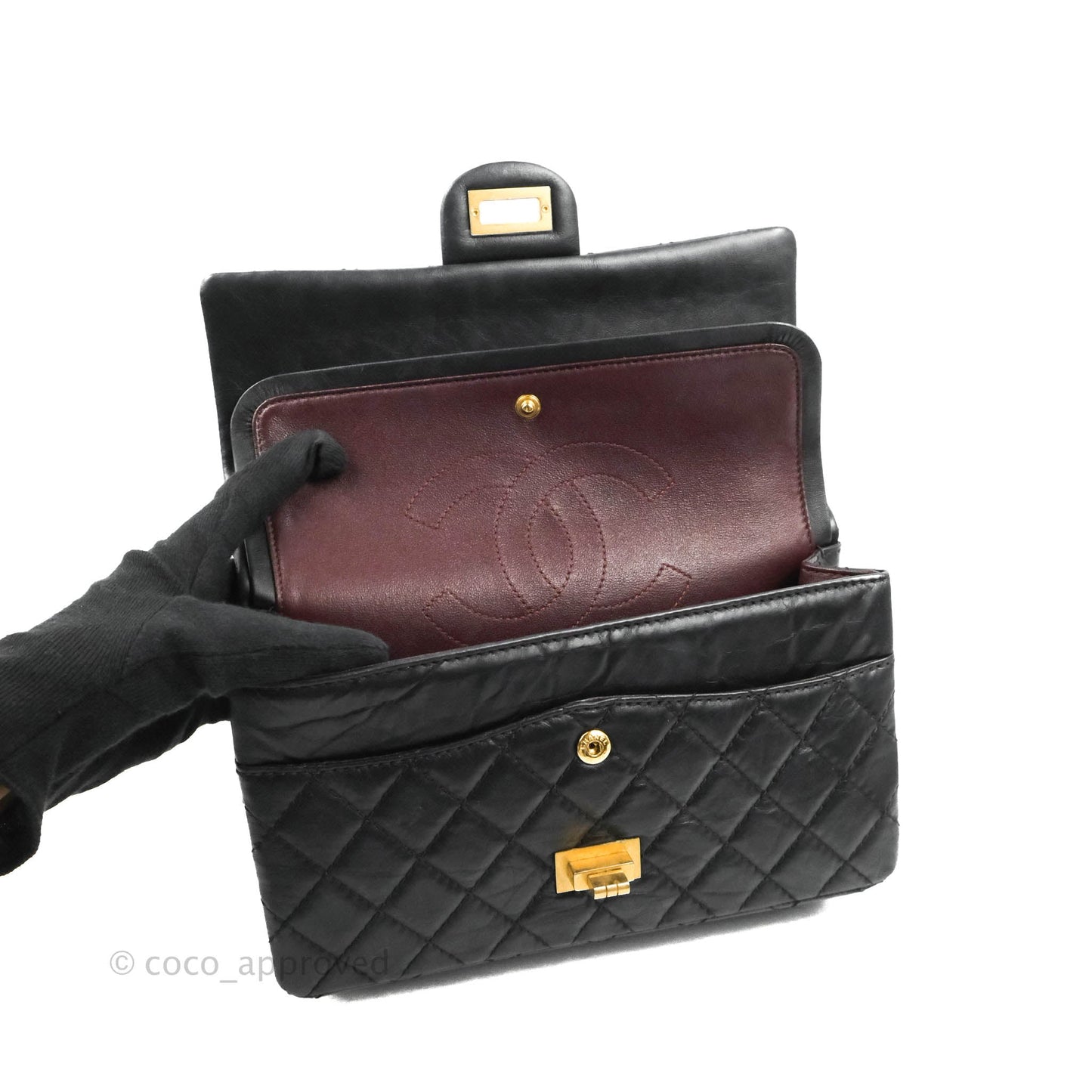 Chanel Reissue 225 Quilted Flap Black Aged Calfskin Aged Gold Hardware