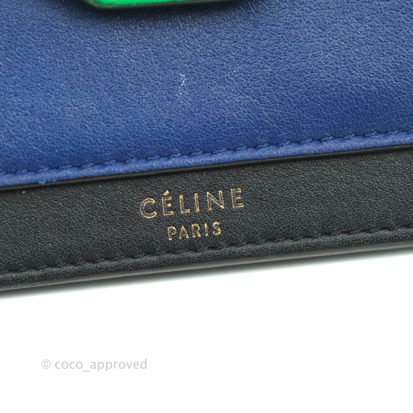 Celine Pocket Card Holder Green/Navy/Black