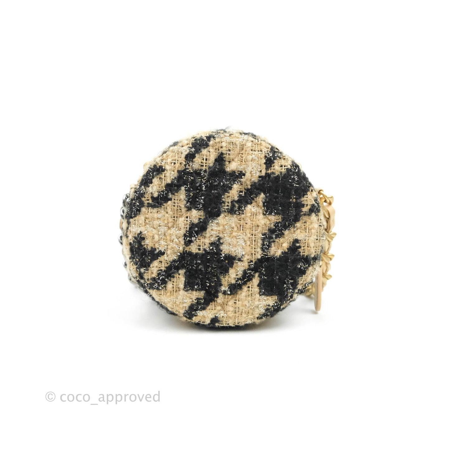 Chanel 19 Houndstooth Tweed Clutch with Chain & Coin Purse Beige Black