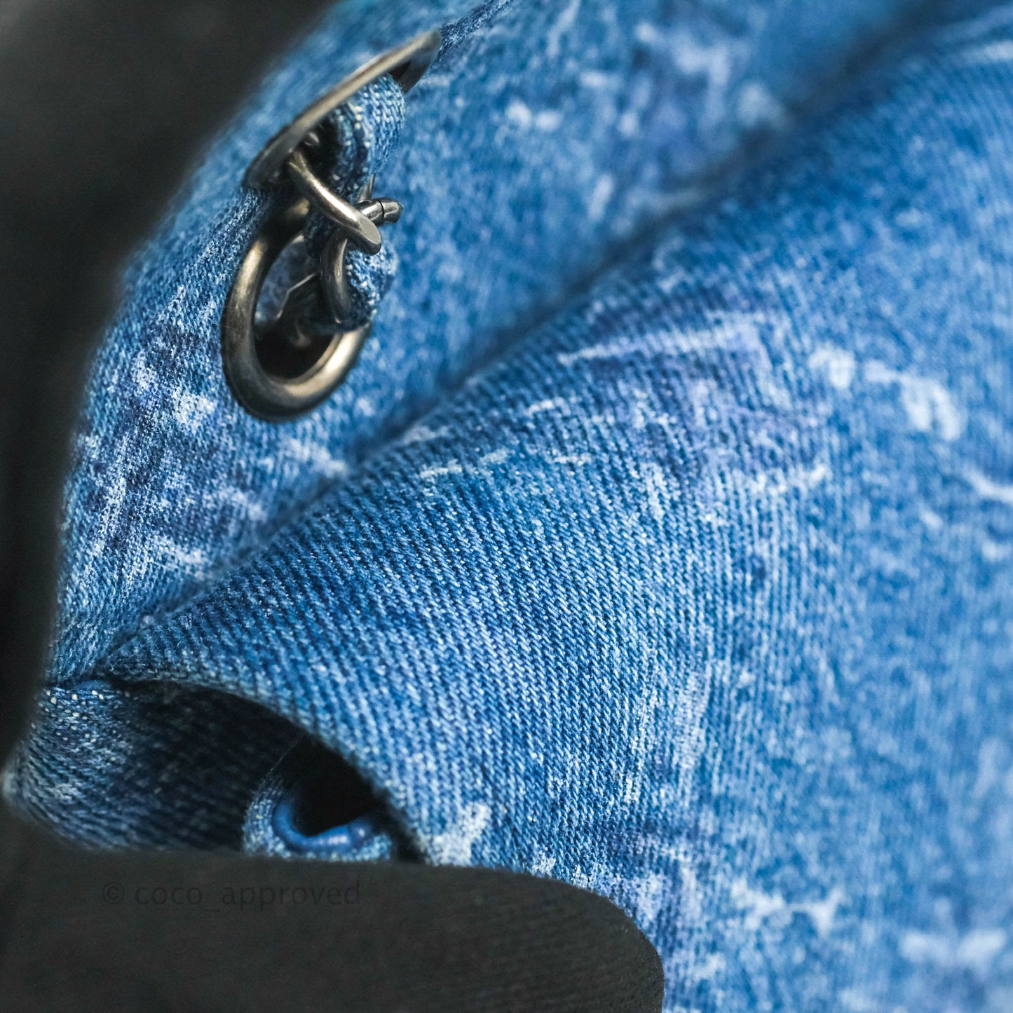 Chanel Classic M/L Medium Double Flap Blue Denim Ruthenium Hardware