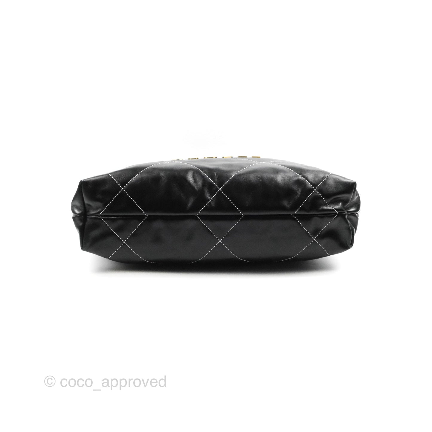 Chanel 22 Small Black Calfskin Contrast Stitch Aged Gold Hardware