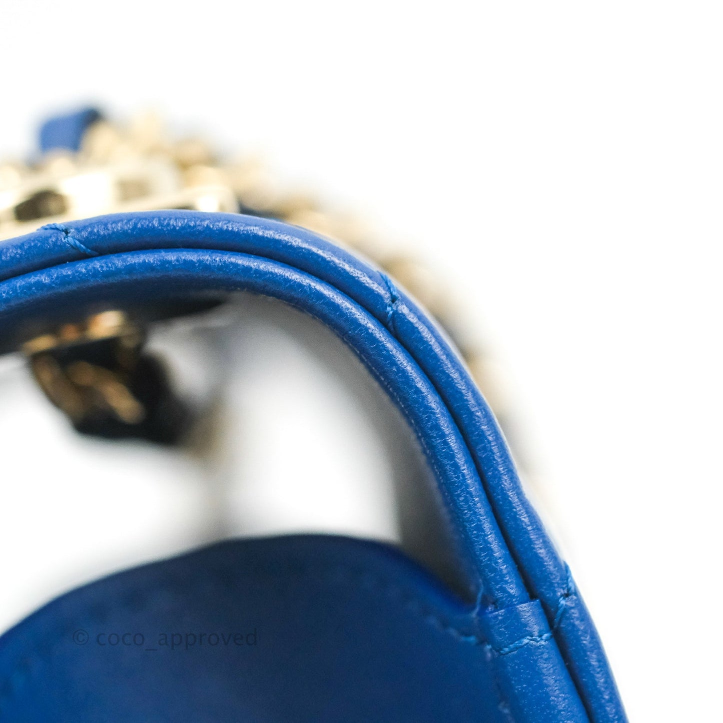 Chanel Mini Chevron Trendy CC Clutch With Chain Blue Lambskin Gold Hardware