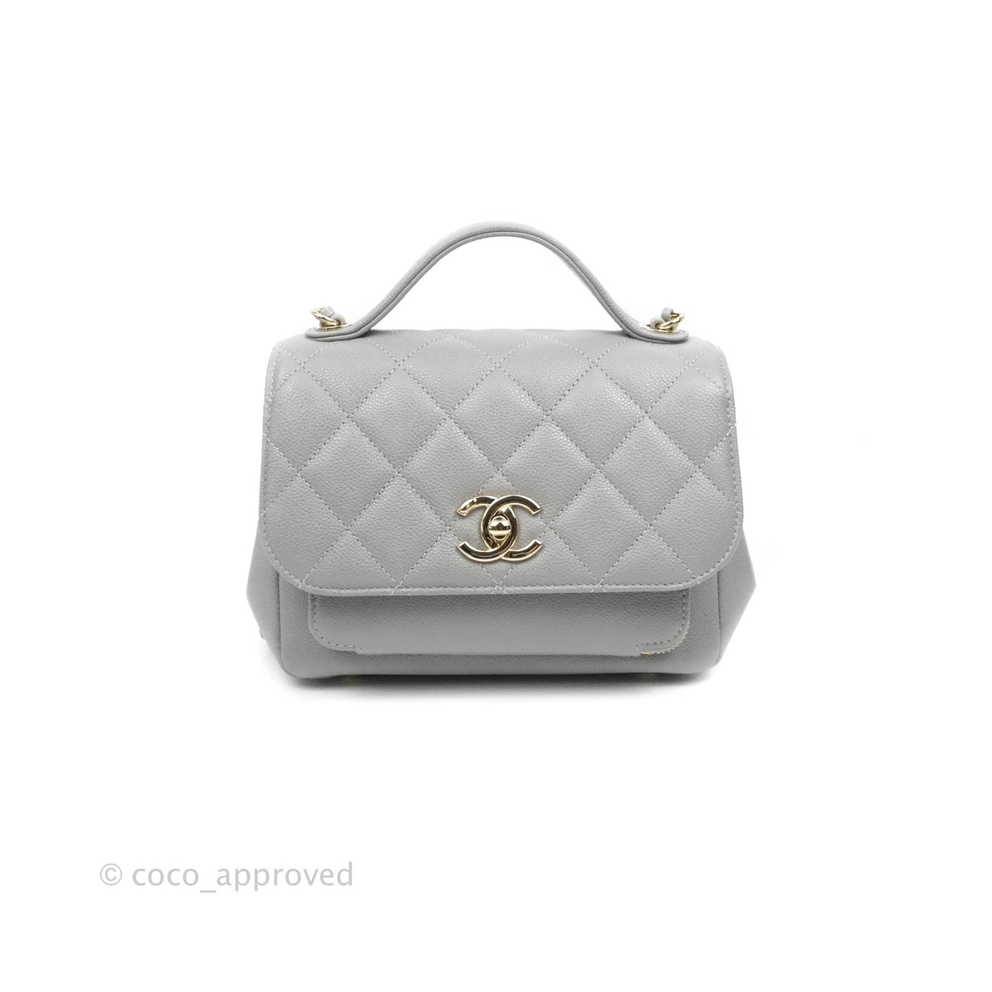 Chanel Quilted Small Business Affinity Flap Grey Caviar Gold Hardware