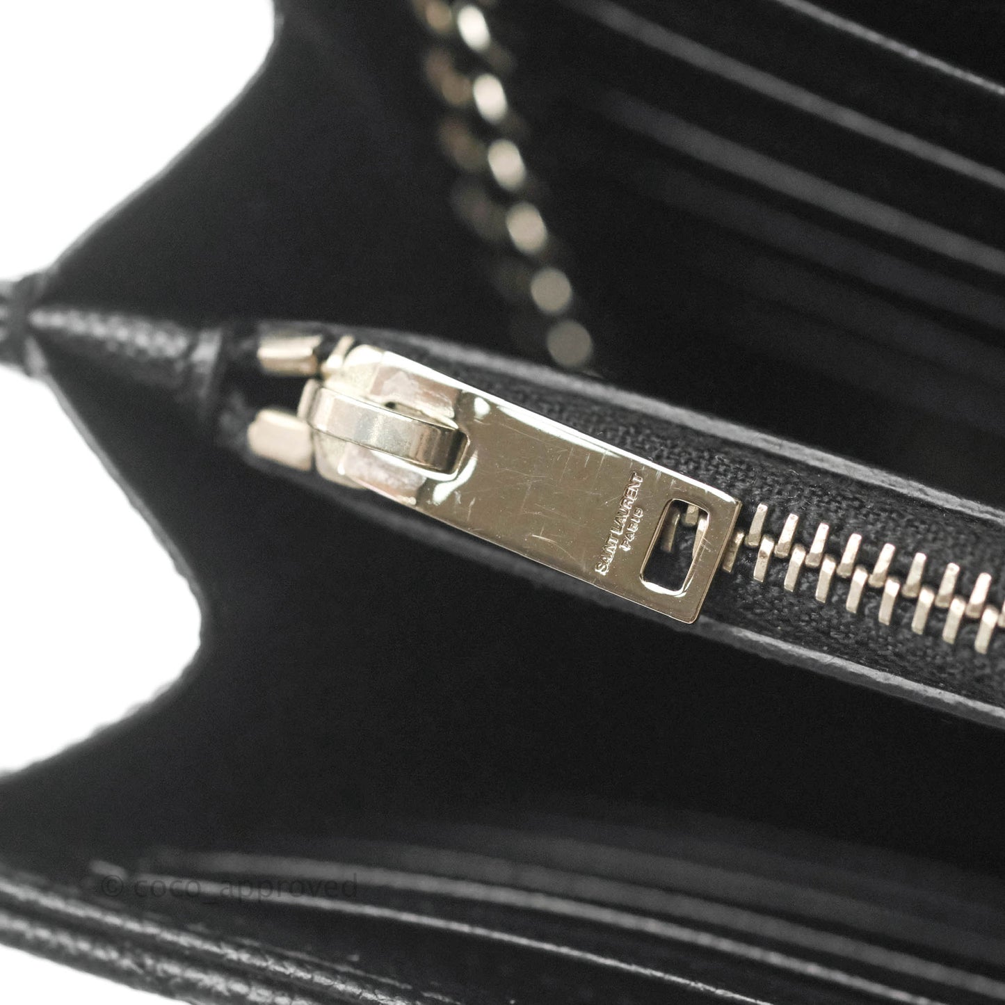 Saint Laurent Wallet on Chain WOC Black Grained Leather Silver Hardware