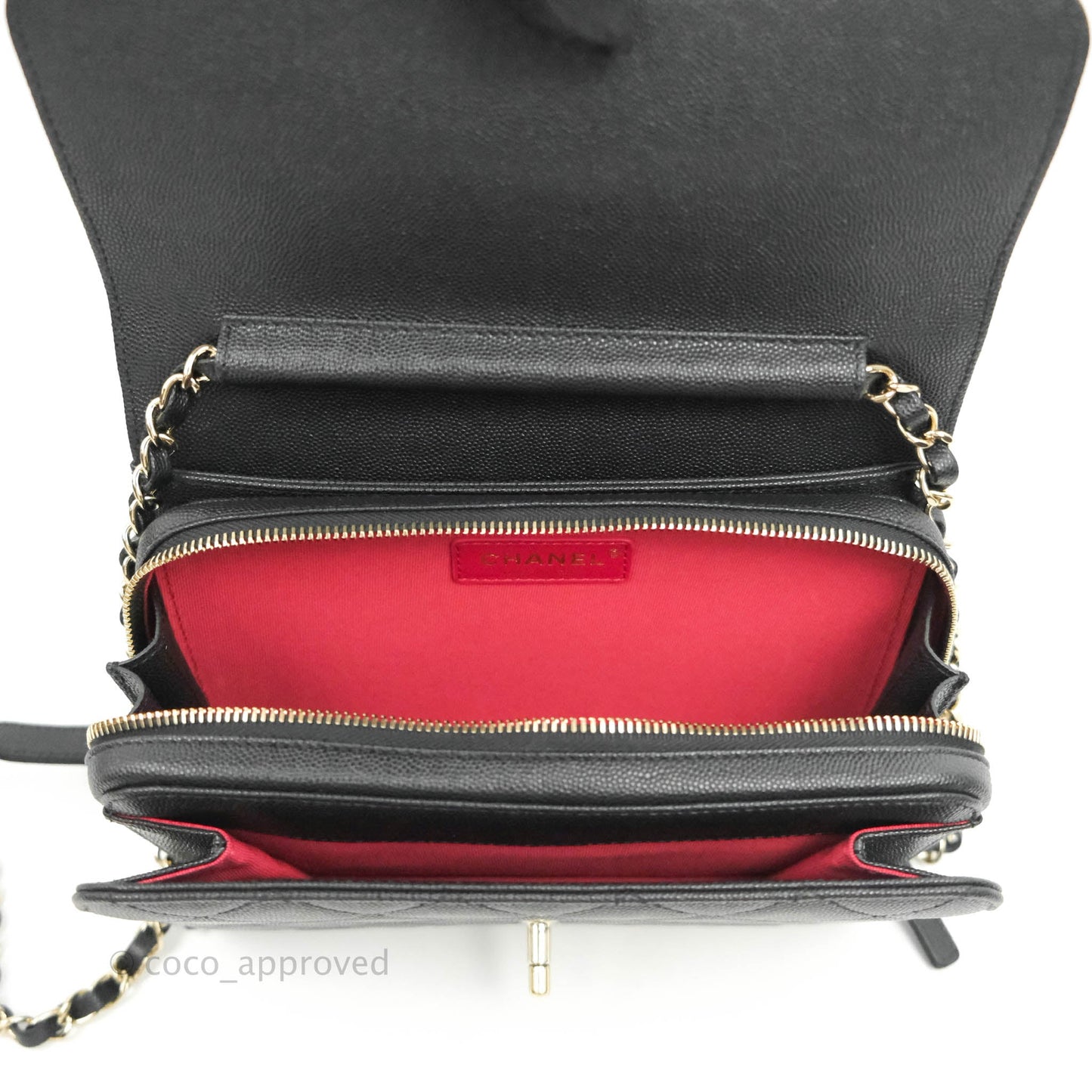 Chanel Quilted Like The Wallet Medium Flap Black Caviar Gold Hardware 22C