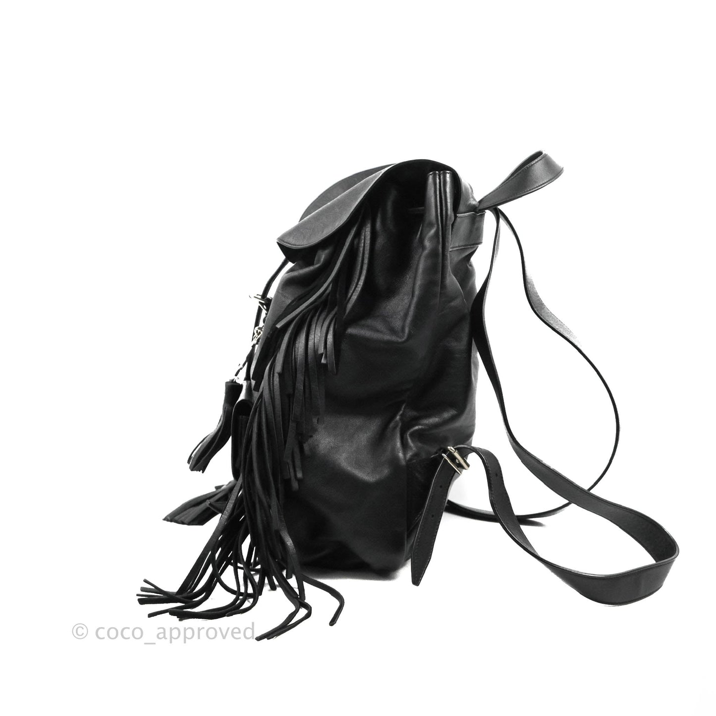 Saint Laurent Festival Fringe Backpack Black Calfskin