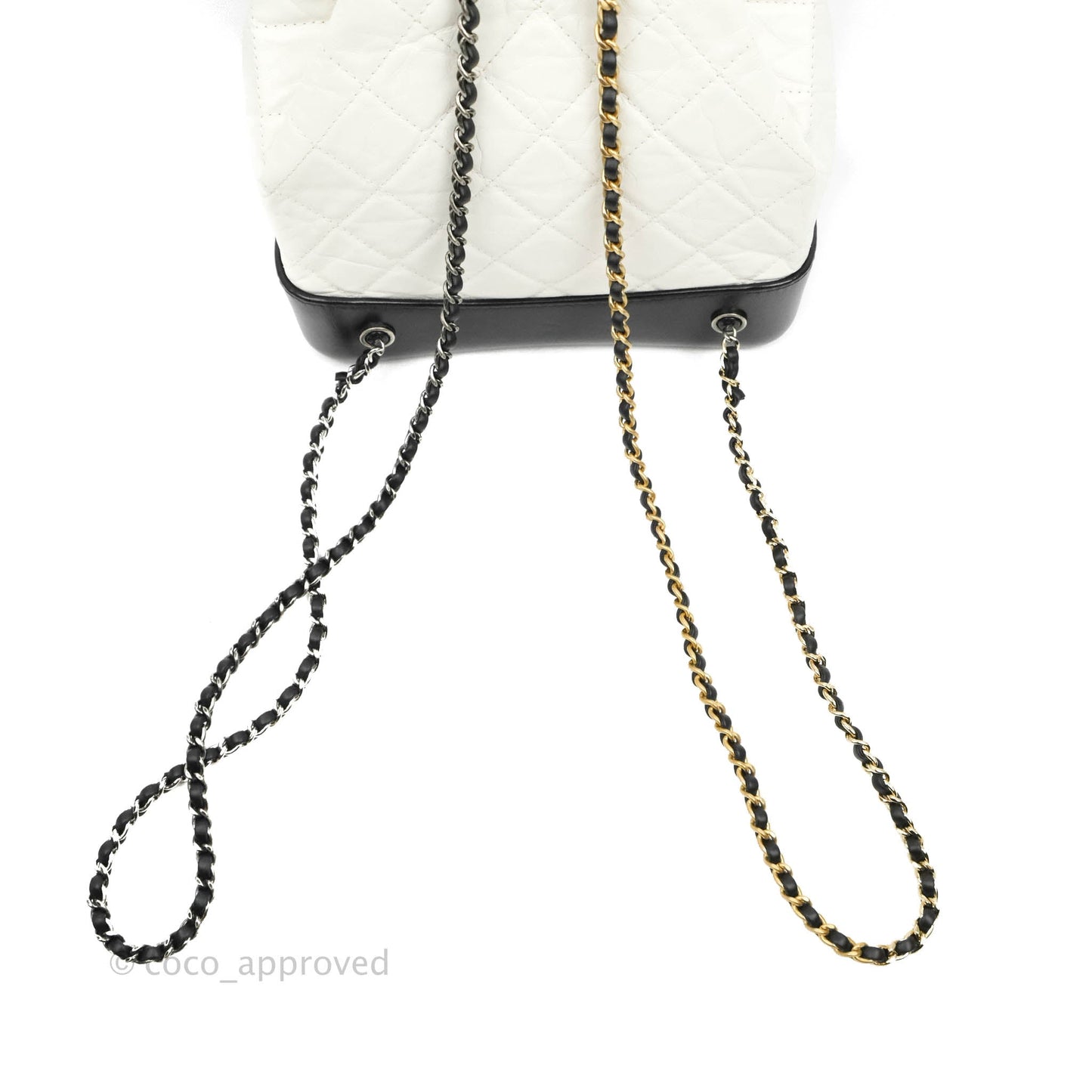 Chanel Small Gabrielle Backpack White Black Aged Calfskin