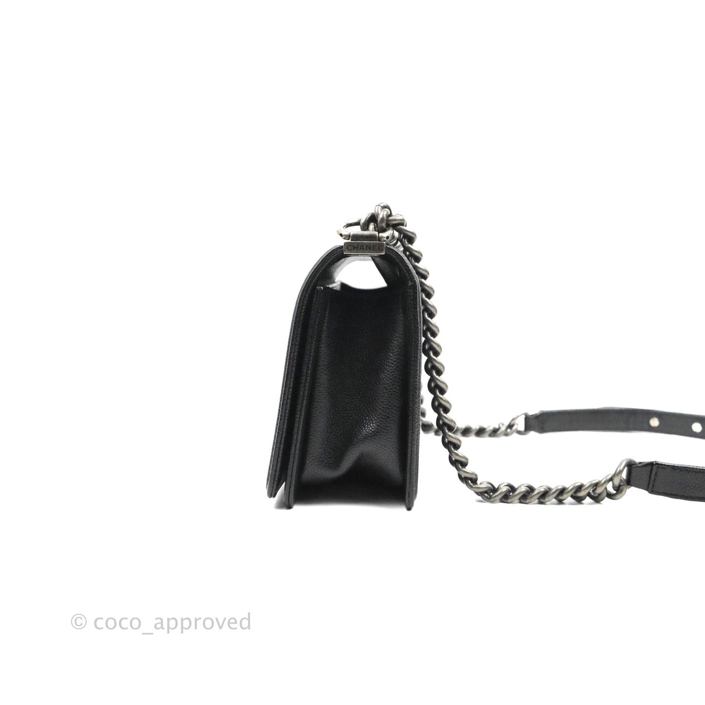 Chanel Quilted Medium Boy Black Caviar Ruthenium Hardware