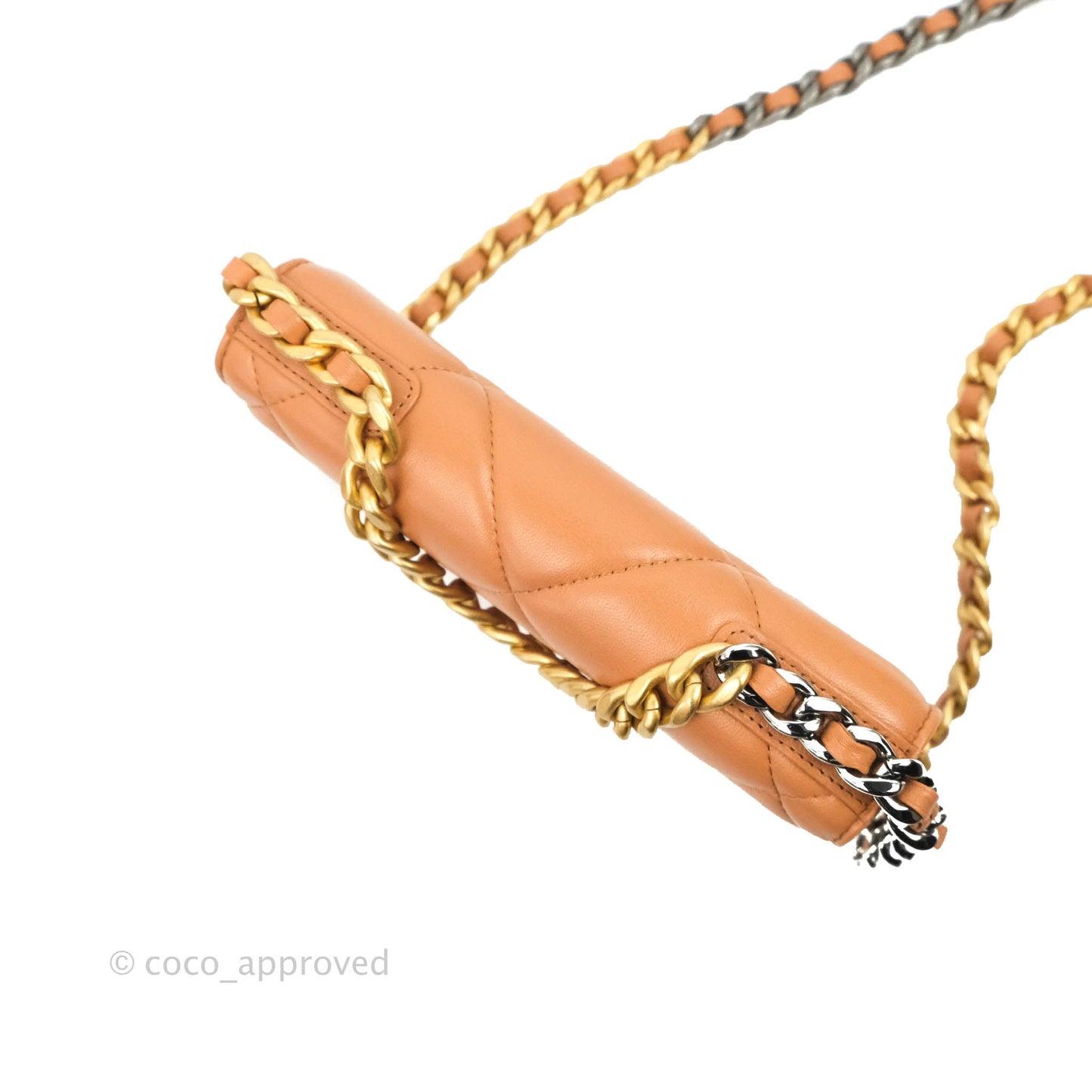 Chanel 19 Wallet on Chain WOC Dark Beige Caramel Lambskin Mixed Hardware