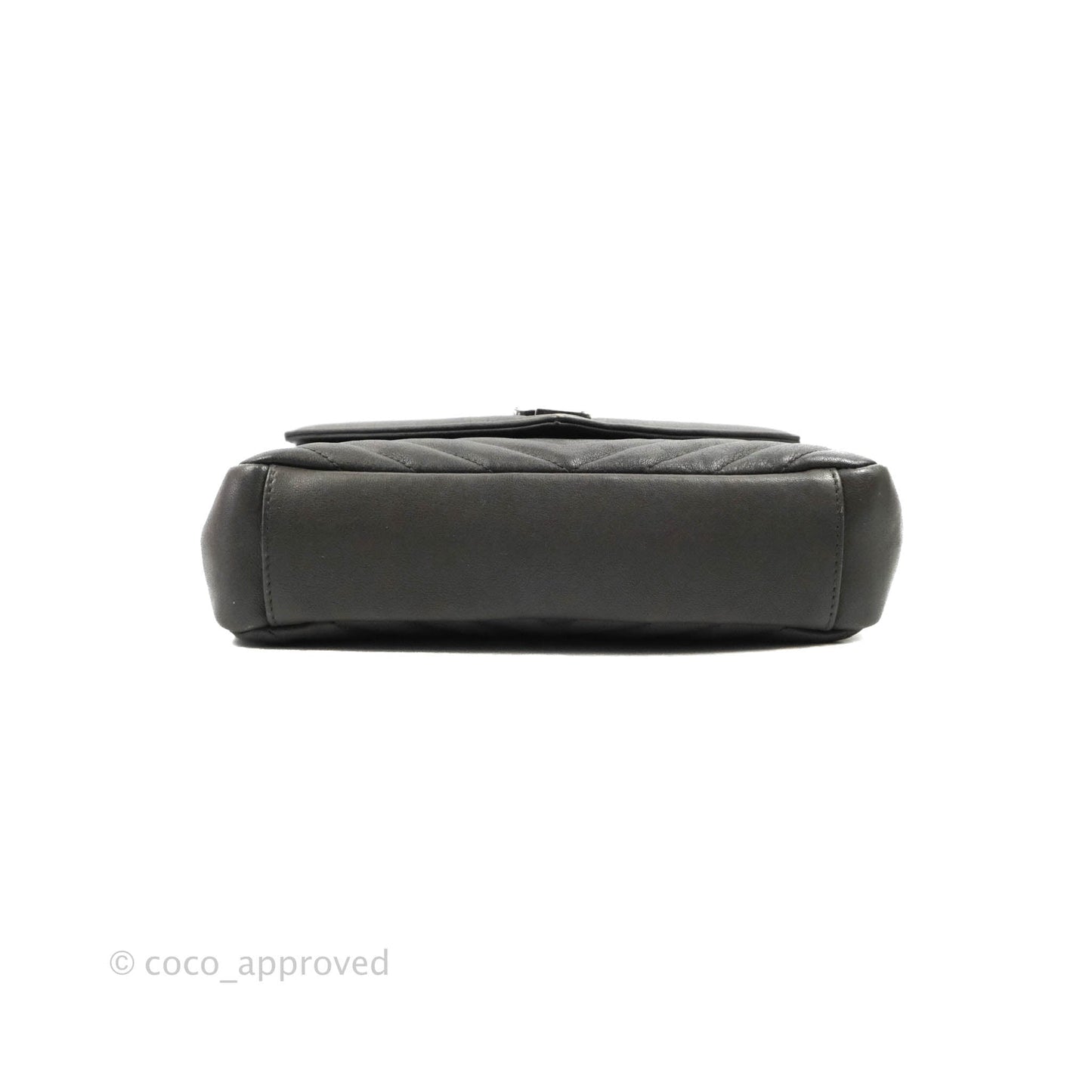 Saint Laurent Chevron Medium College Grey Chain Bag Ruthenium Hardware