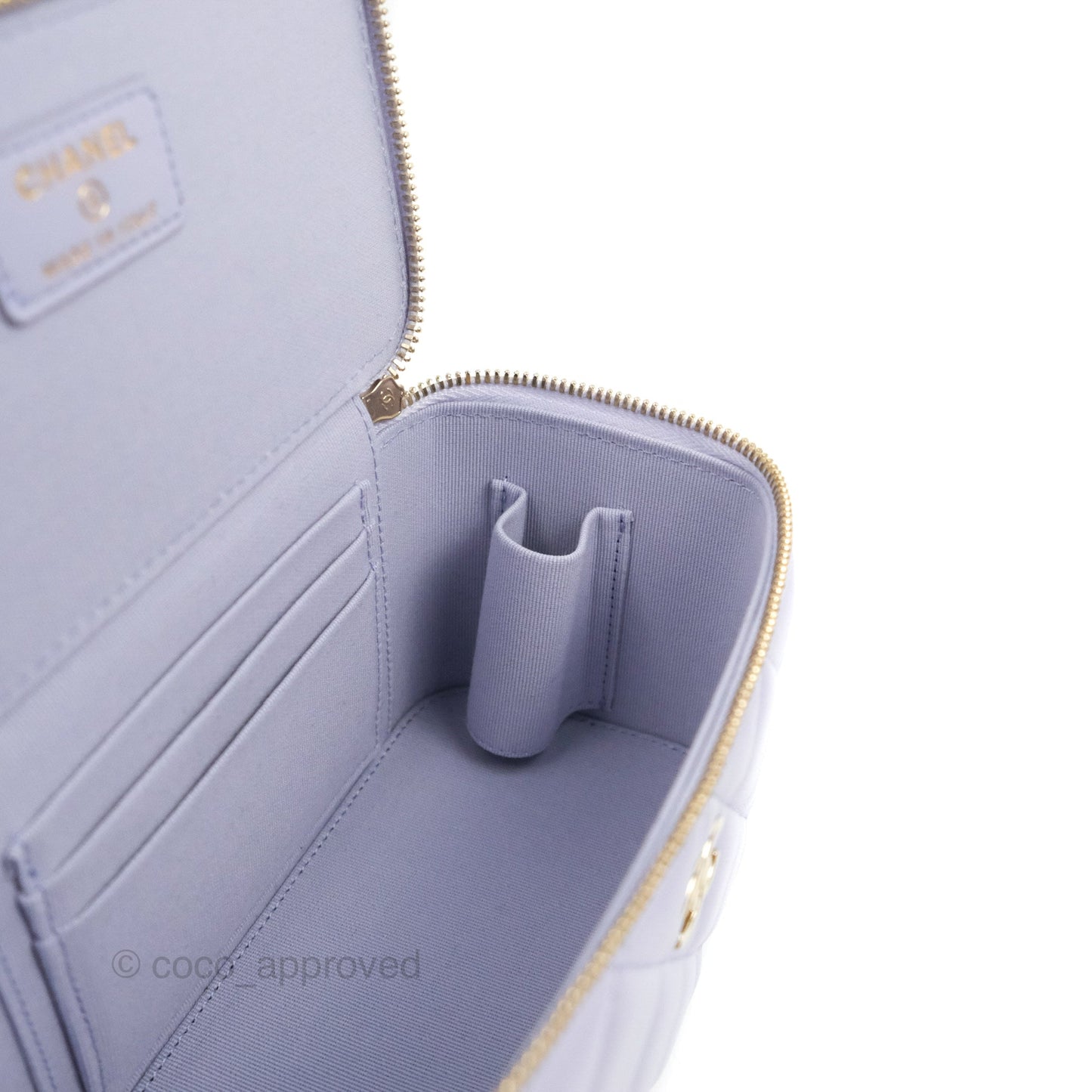 Chanel Vanity Rectangular Top Handle Lilac Lambskin Gold Hardware
