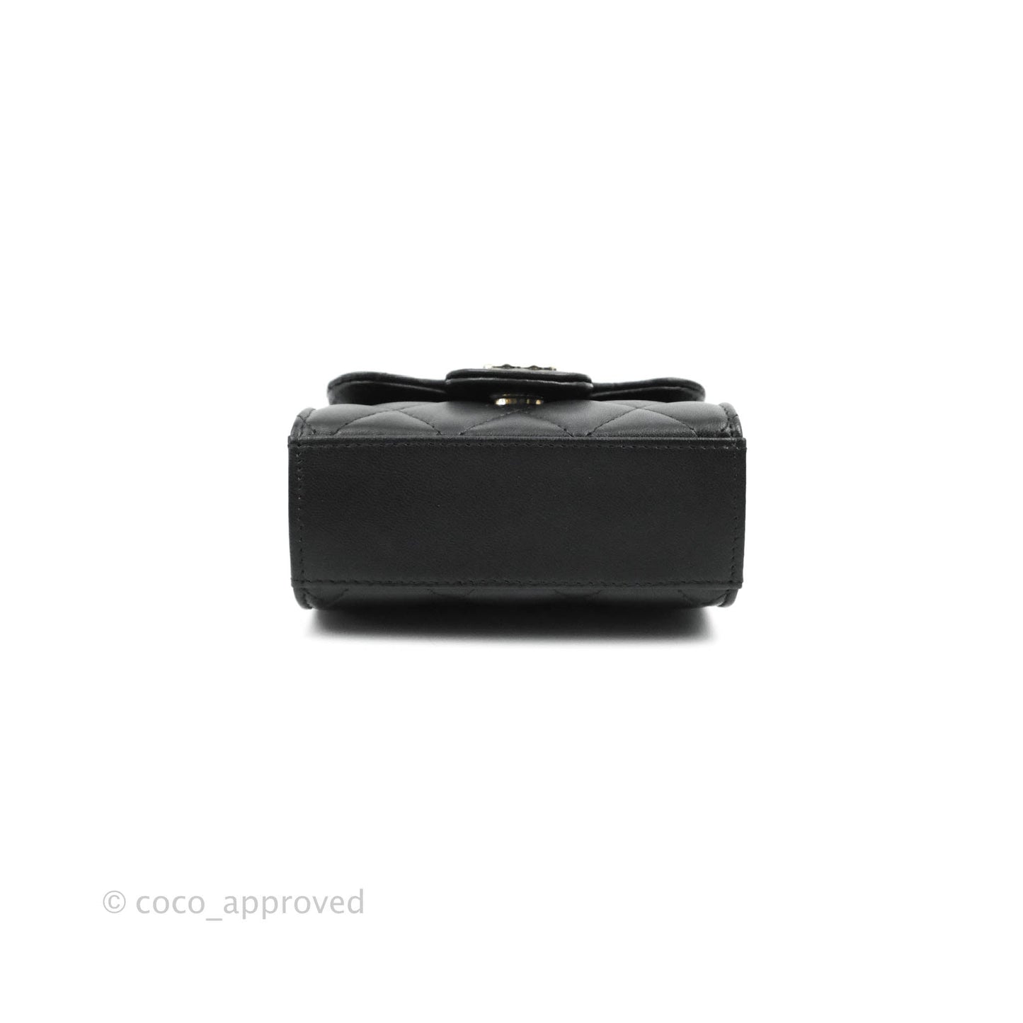 Chanel Mini Handle Clutch With Chain Black Lambskin Gold Hardware 22P