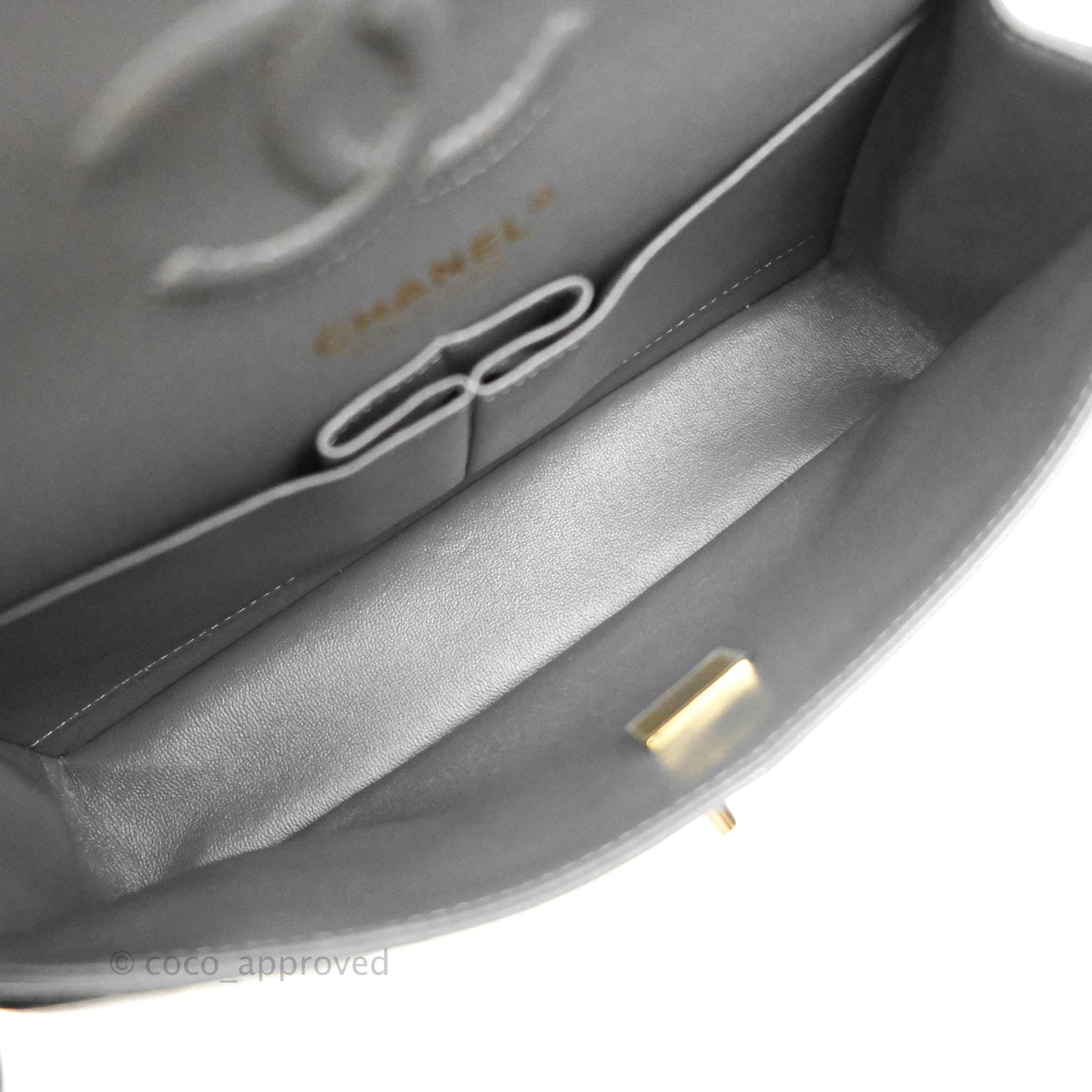 Chanel Classic Small S/M Flap Dark Grey Caviar Gold Hardware 21B