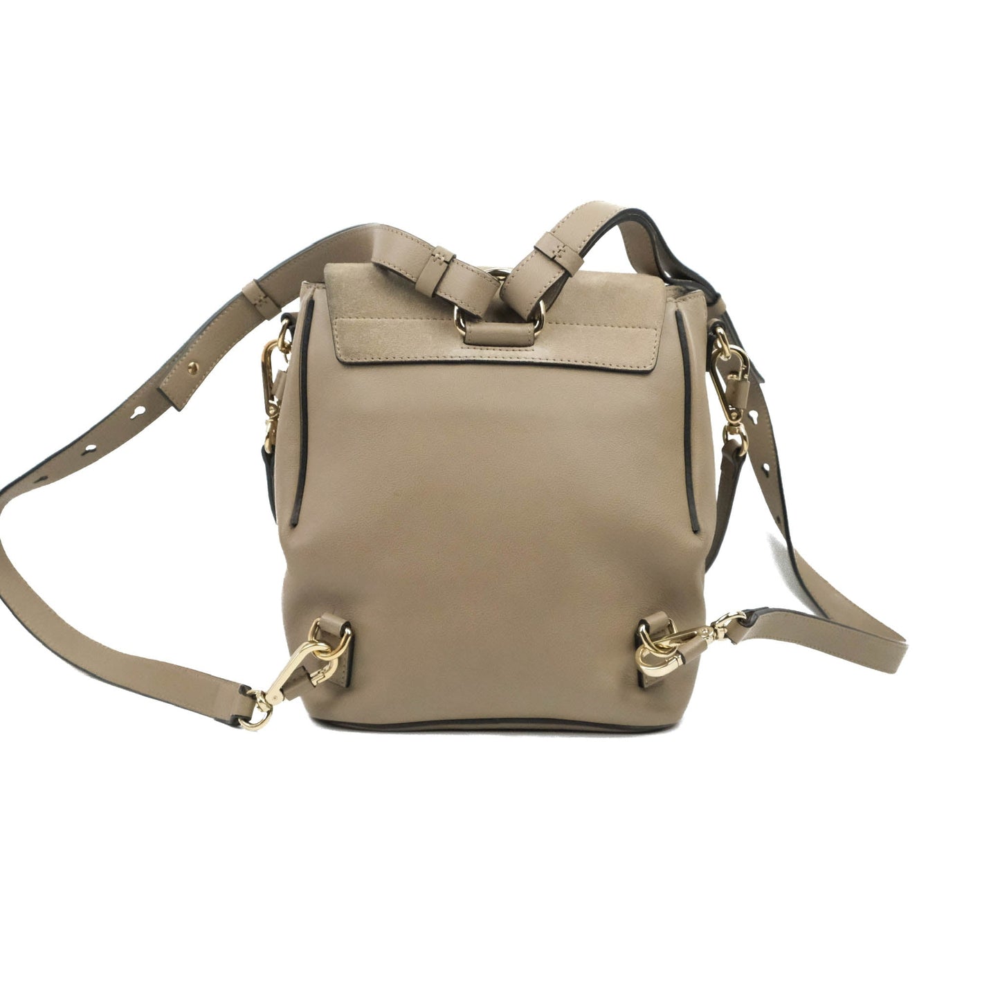 Chloe Small Faye Backpack Suede Calfskin Motty Grey Gold Hardware