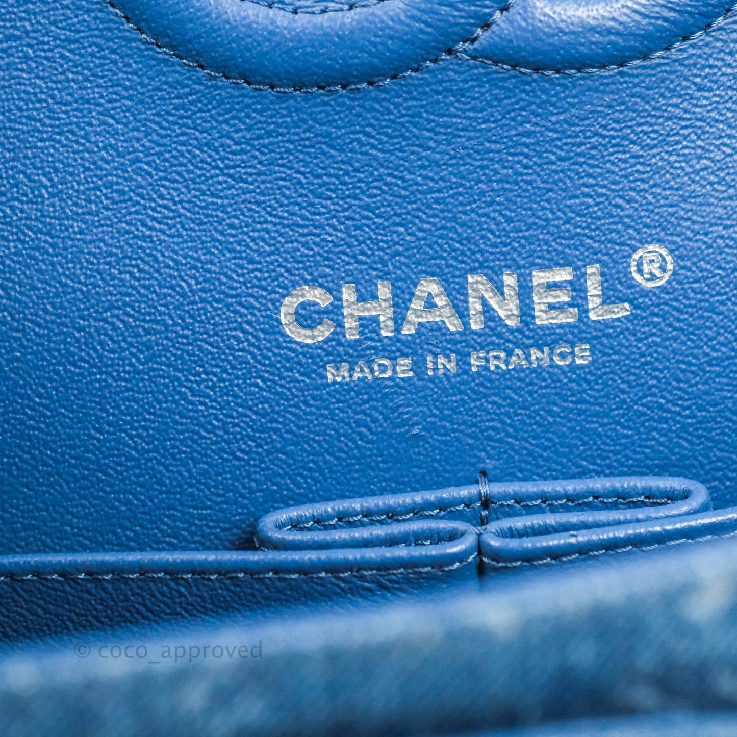 Chanel Classic M/L Medium Double Flap Blue Denim Ruthenium Hardware