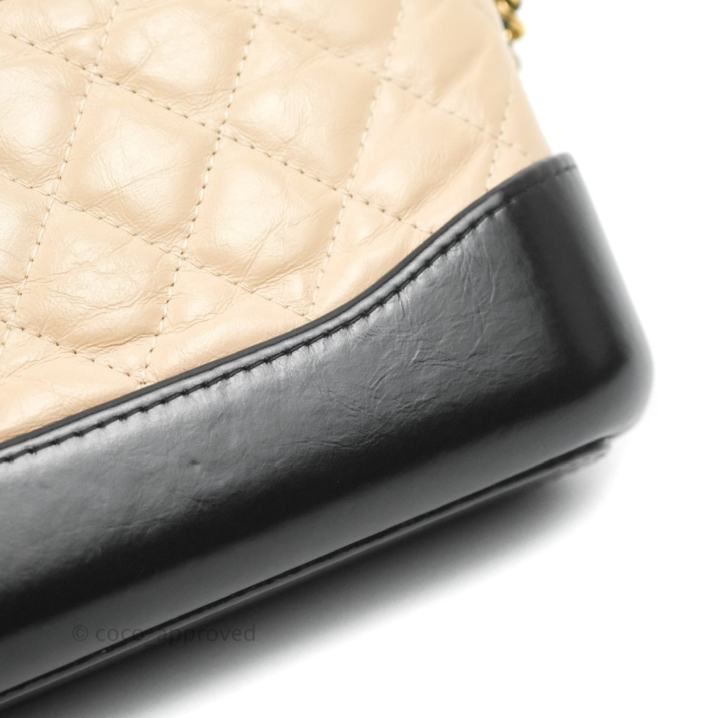 Chanel Gabrielle Clutch With Chain Aged Calfskin Beige/ Black Mixed Hardware