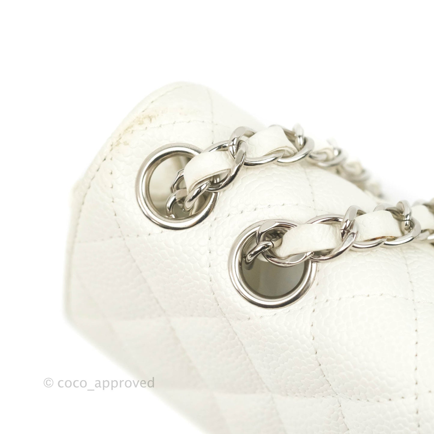 Chanel Quilted East West Flap White Soft Caviar Silver Hardware