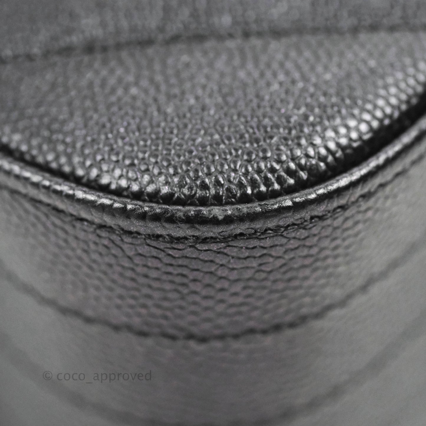 Chanel Classic M/L Medium Chevron Double Flap Iridescent Black Caviar Ruthenium Hardware 17B