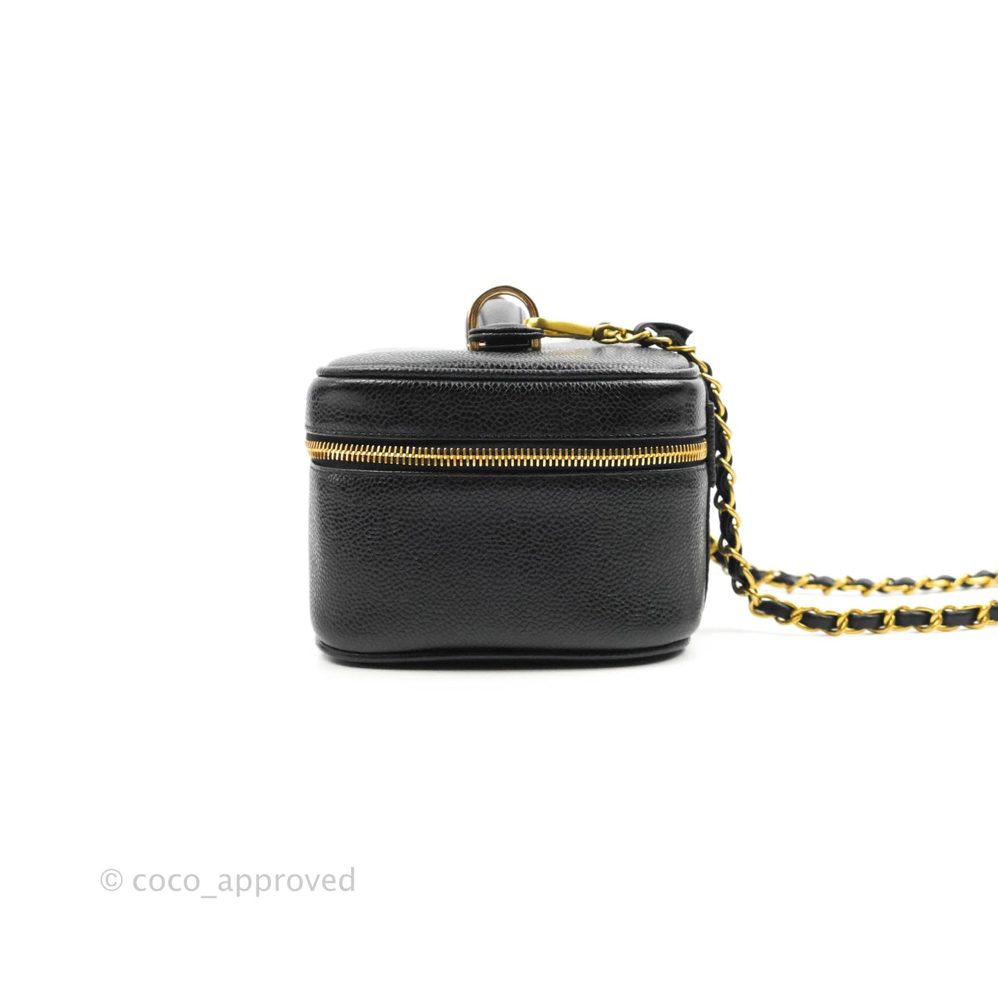 Chanel Vintage Vanity Case Black Caviar Gold Hardware
