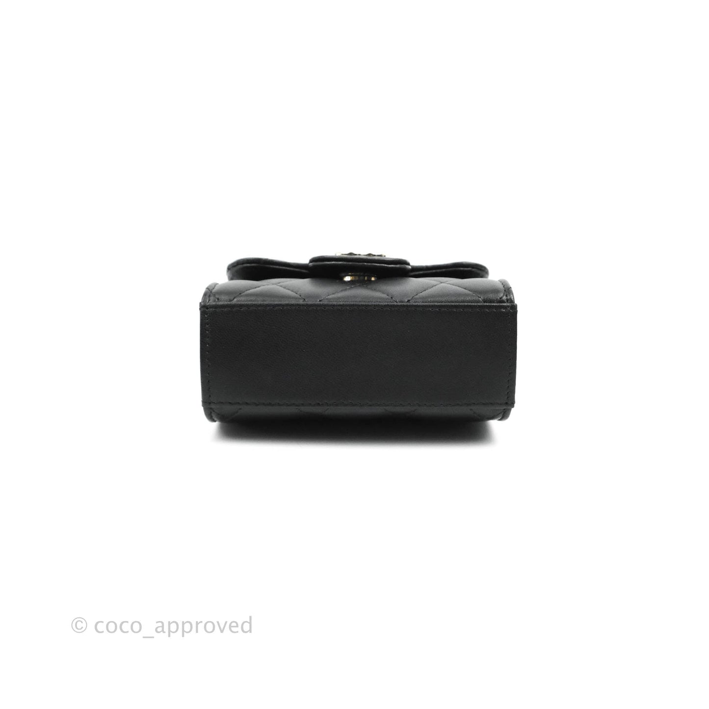 Chanel Mini Handle Clutch With Chain Black Lambskin Gold Hardware 22P
