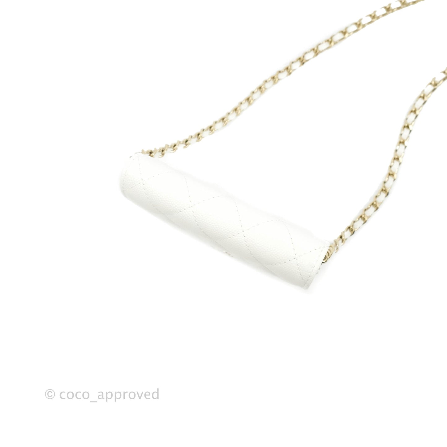 Chanel Mini Wallet With Chain White Caviar Gold Hardware