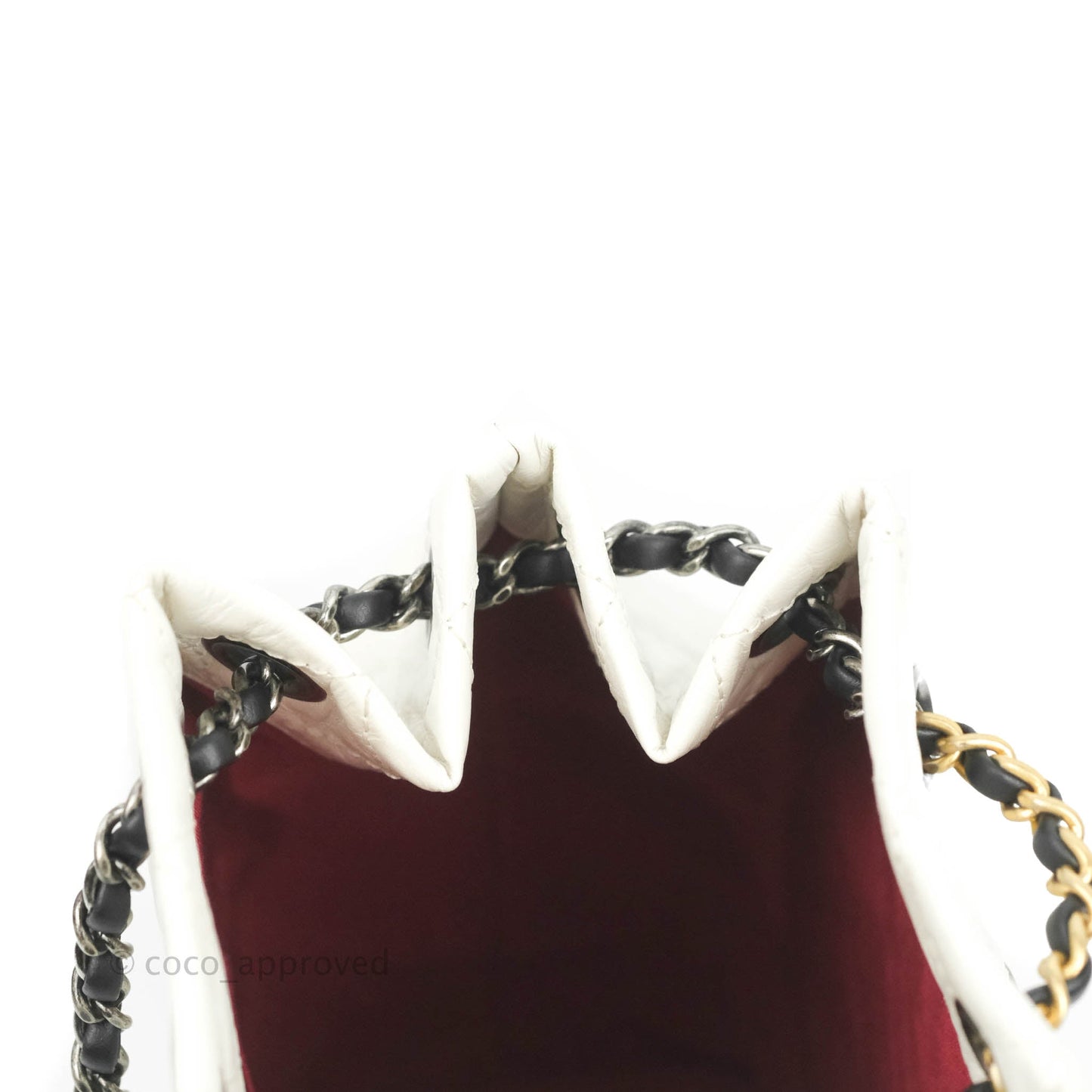 Chanel Small Gabrielle Backpack White Black Aged Calfskin