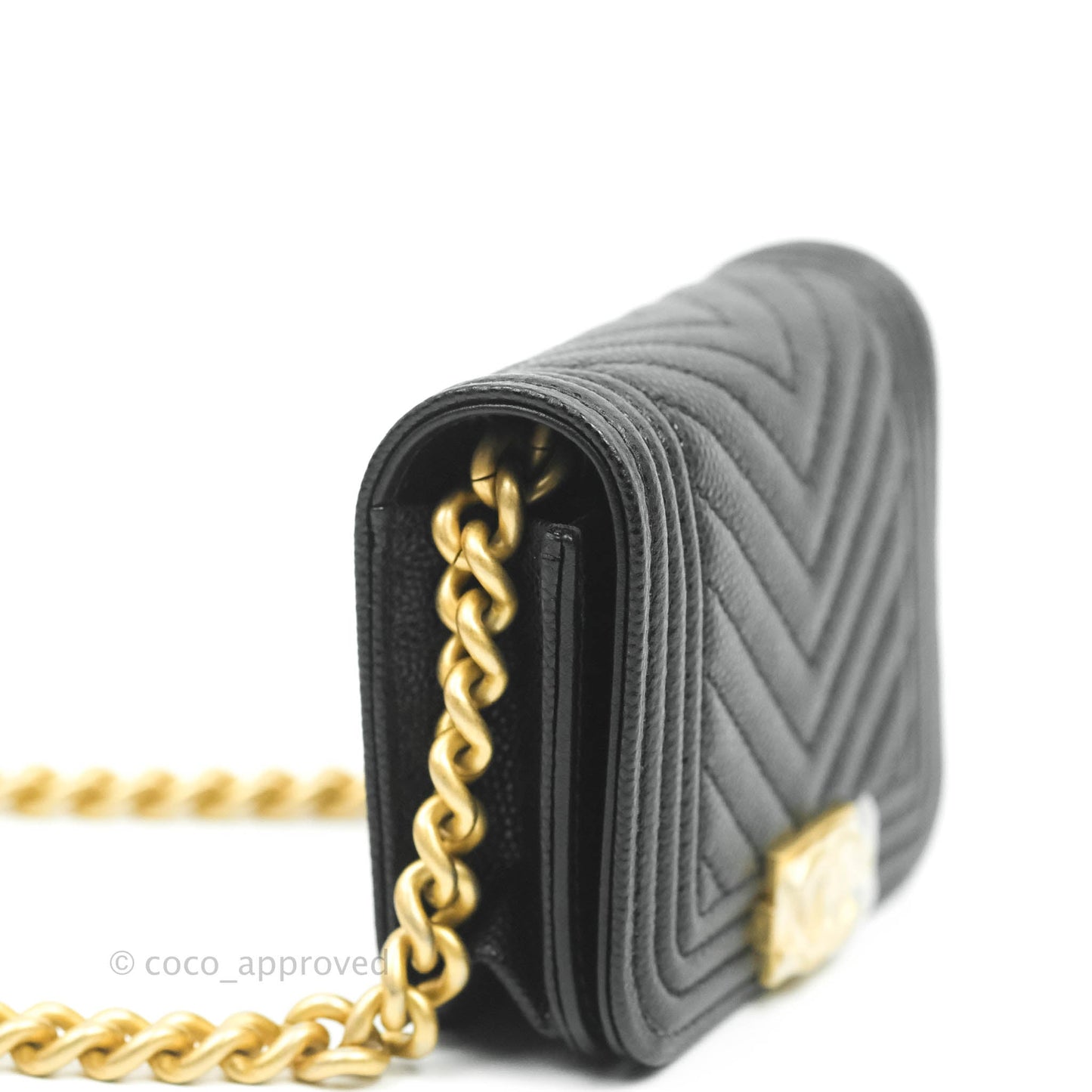 Chanel Quilted Belt Boy Bag Black Caviar Chevron Flap Waist