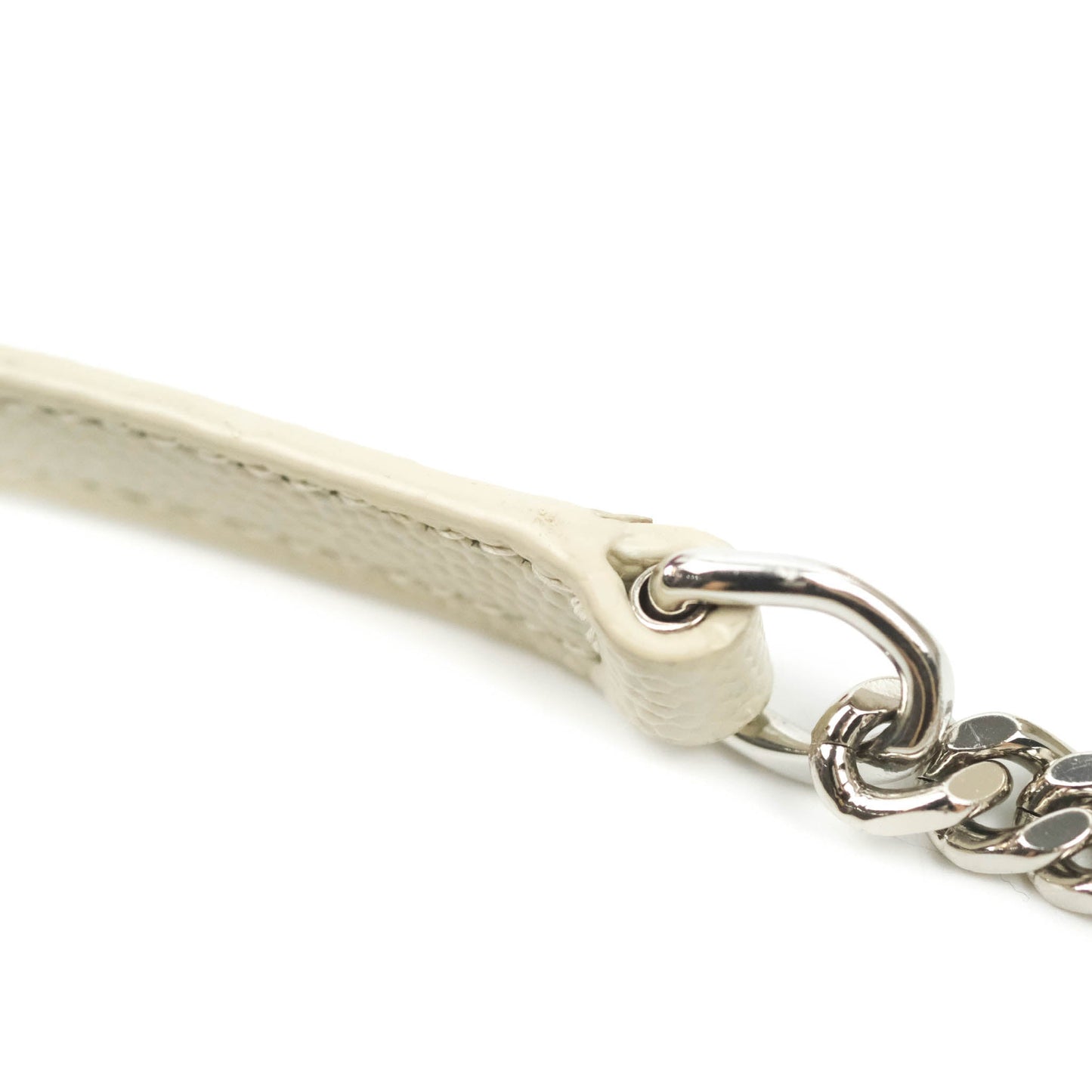Saint Laurent Wallet on Chain White Grained Leather Silver Hardware