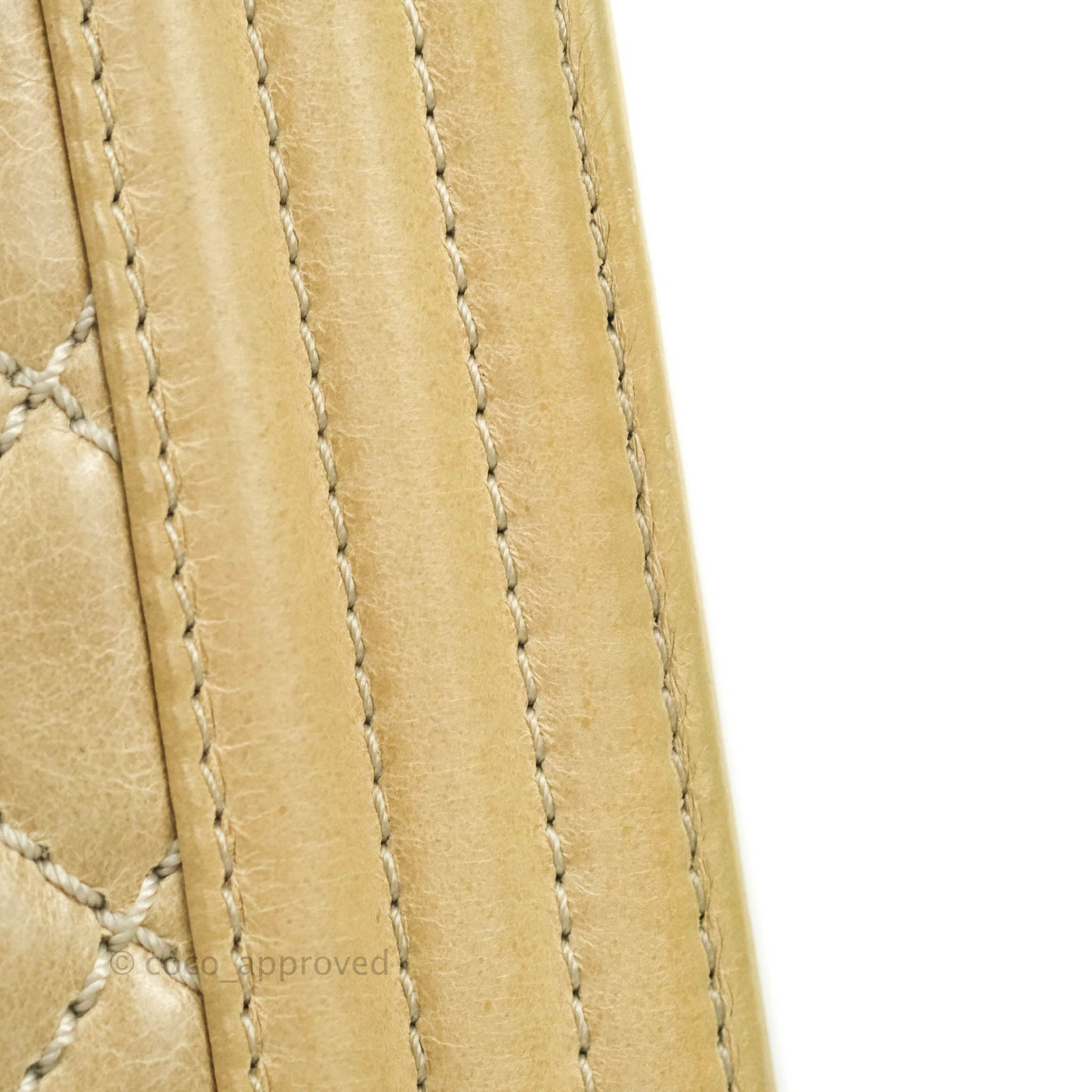 Chanel Quilted Large Boy Beige Aged Calfskin Aged Gold Hardware